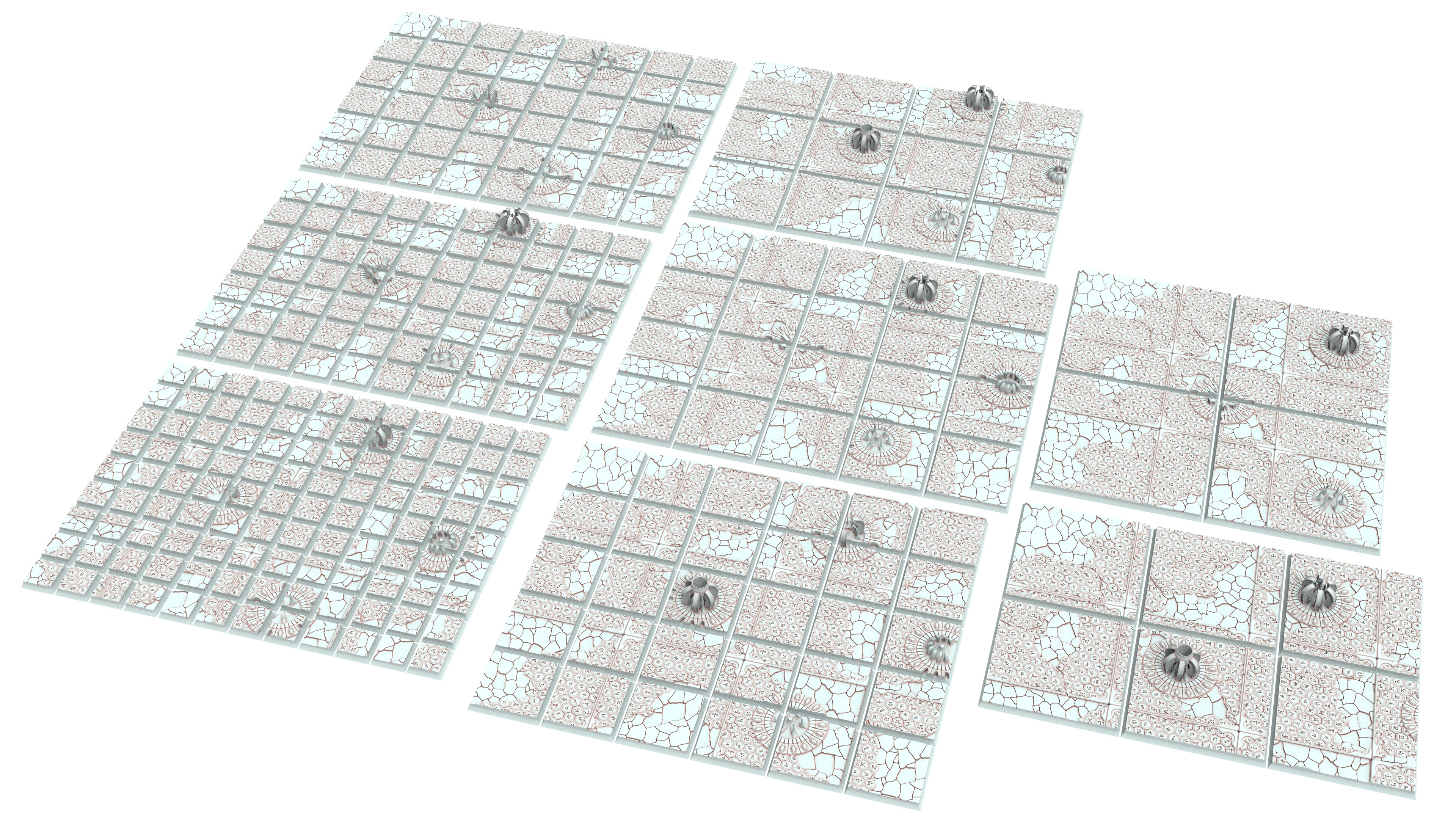 Dark city - Textured Square Bases, lot of 20mm to 100mm - DRKCT set 6, Eldar space fantasy elves runic ground