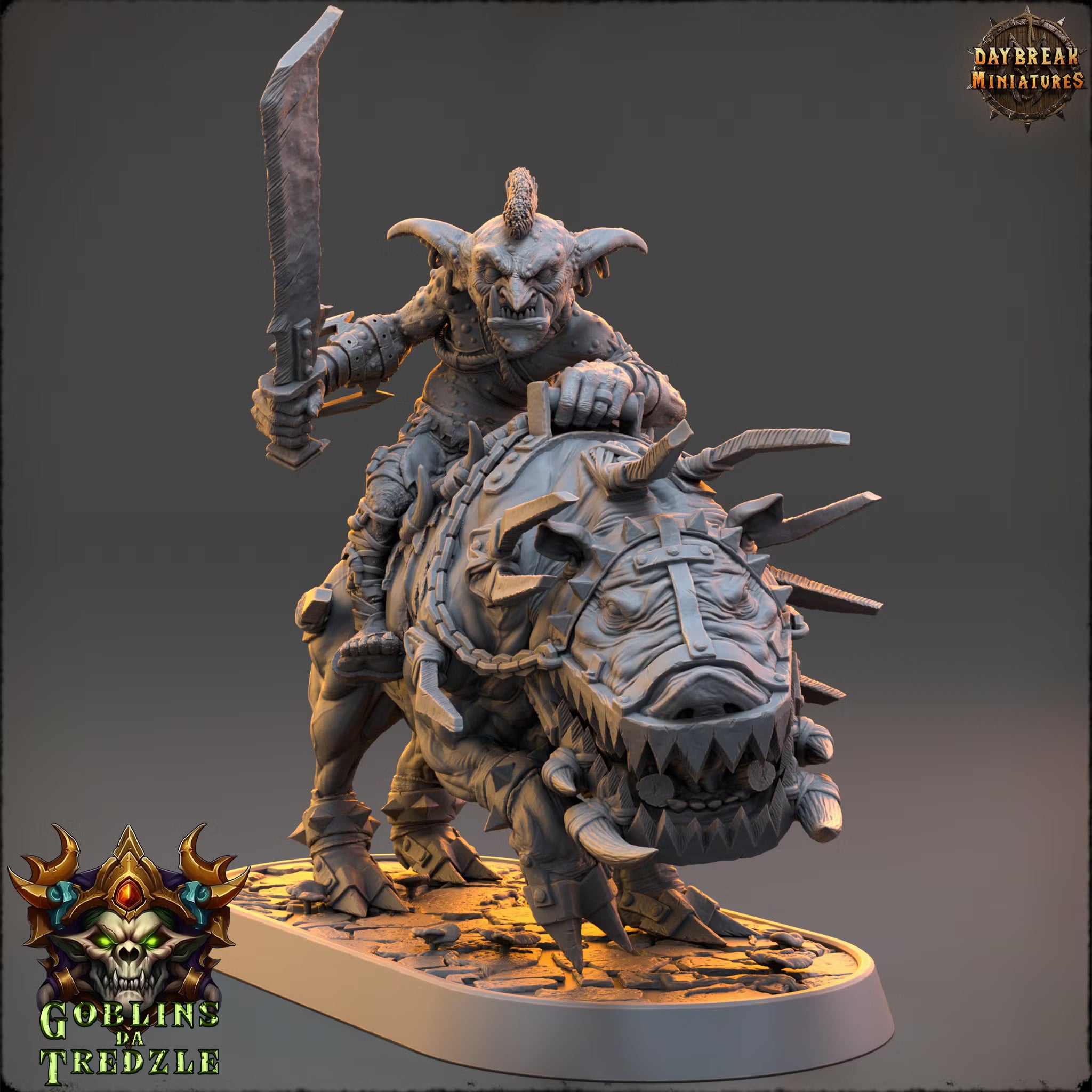 Myneer Augolf da Tredzle-Mounted on Grackus — Daybreak Miniatures, official view 1