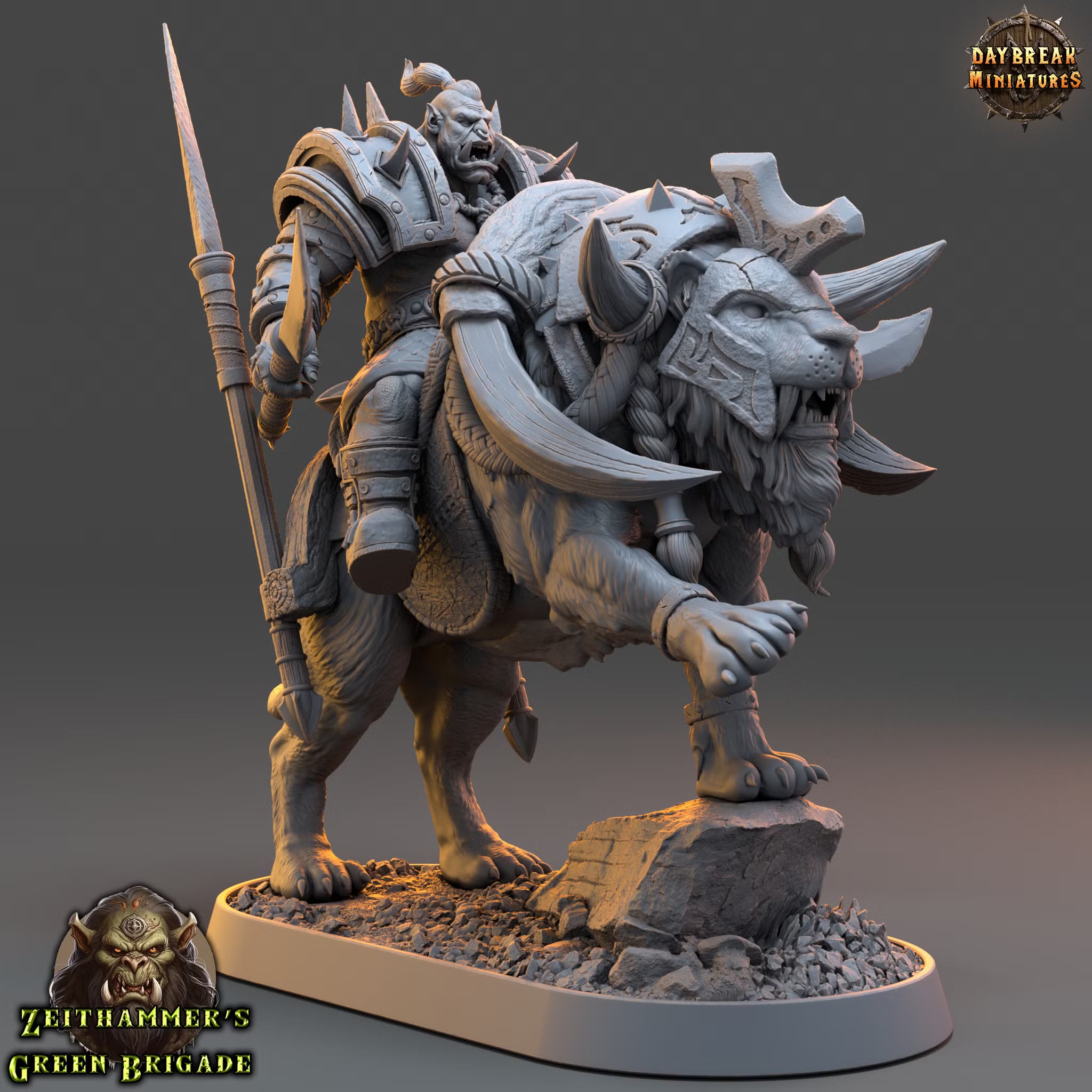 Zeithammer’s Green Brigade - Rian Haaz on Cutter Cat - Daybreak Miniatures — official Daybreak render 2