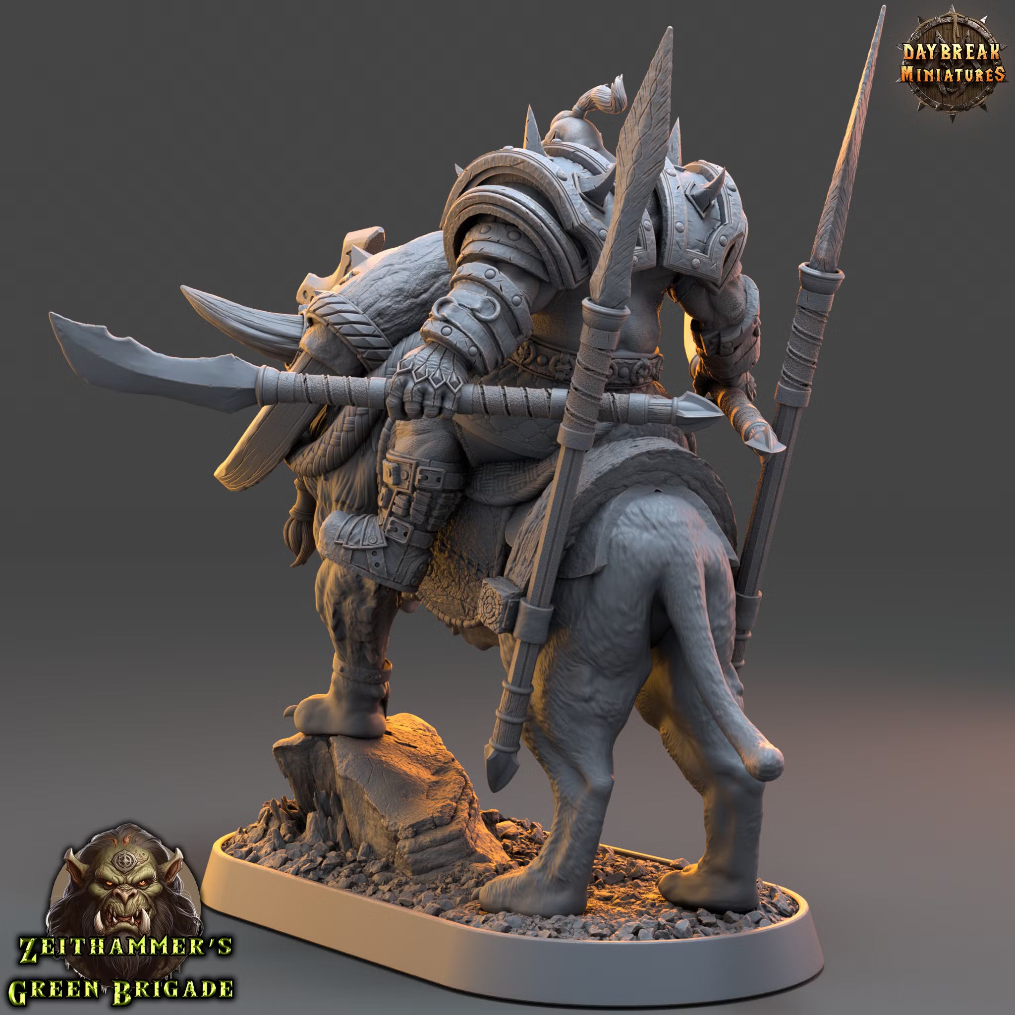 Zeithammer’s Green Brigade - Rian Haaz on Cutter Cat - Daybreak Miniatures — official Daybreak render 3