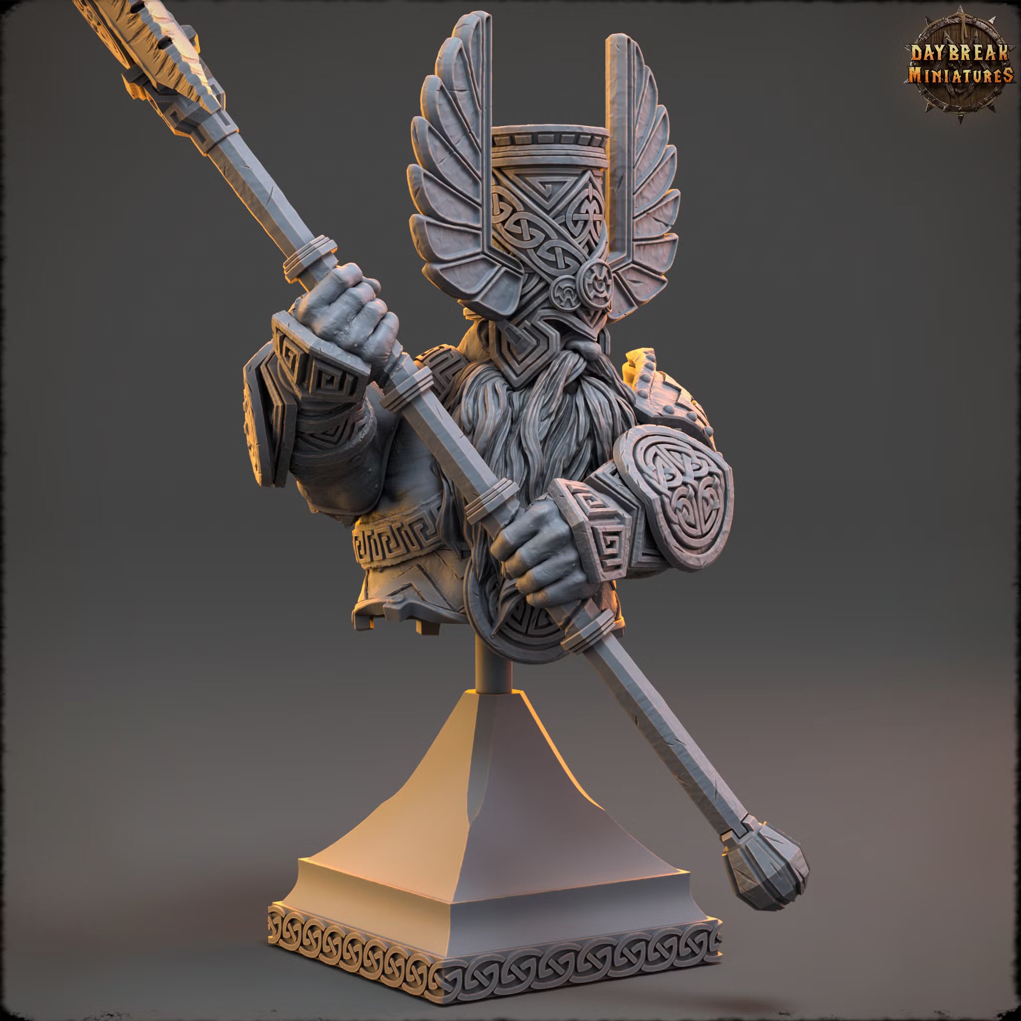 The White Ravens of Norrokk - Elder Thane Rauban Slicer - Bust - Daybreak Miniatures — official Daybreak render 2