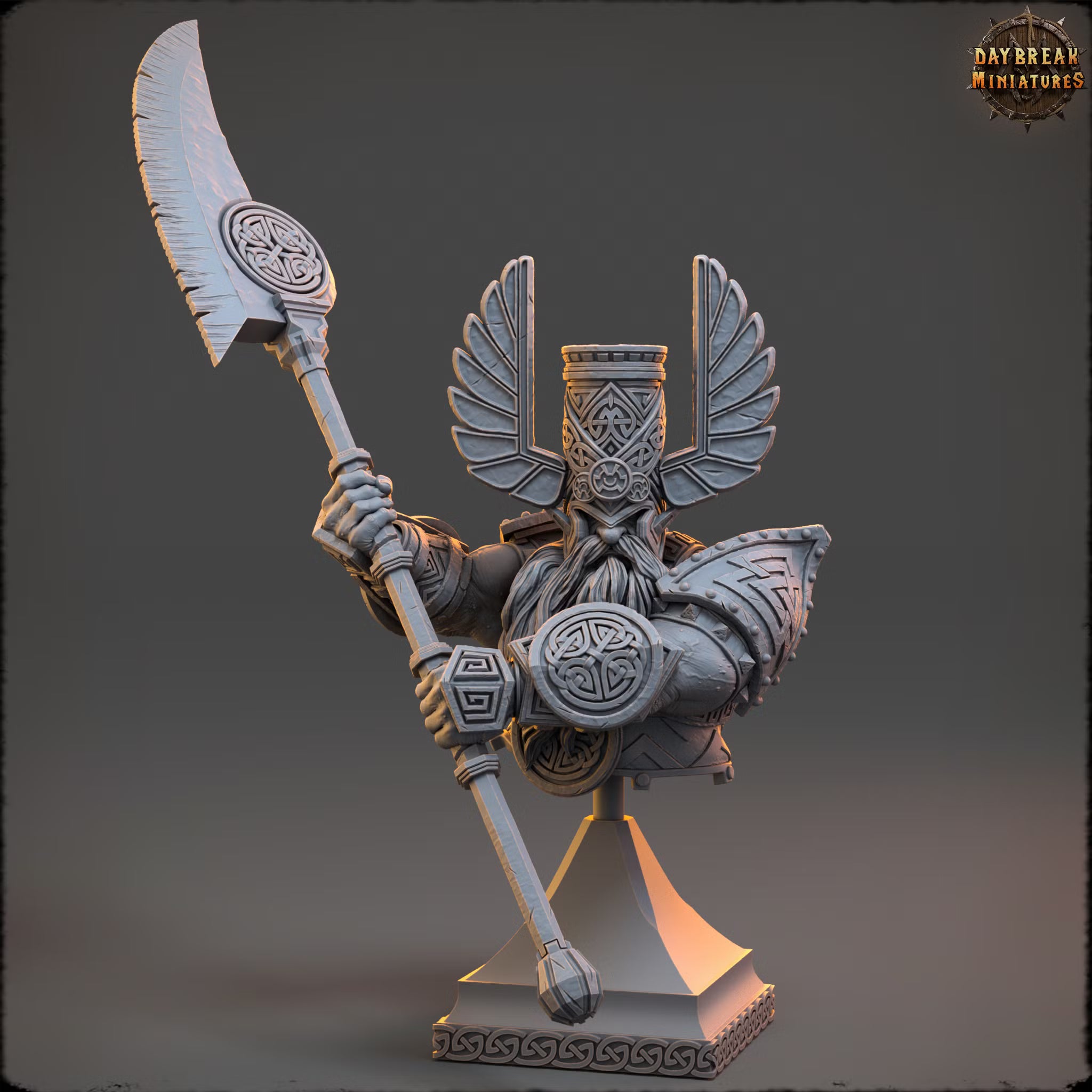 The White Ravens of Norrokk - Elder Thane Rauban Slicer - Bust - Daybreak Miniatures — official Daybreak render 4