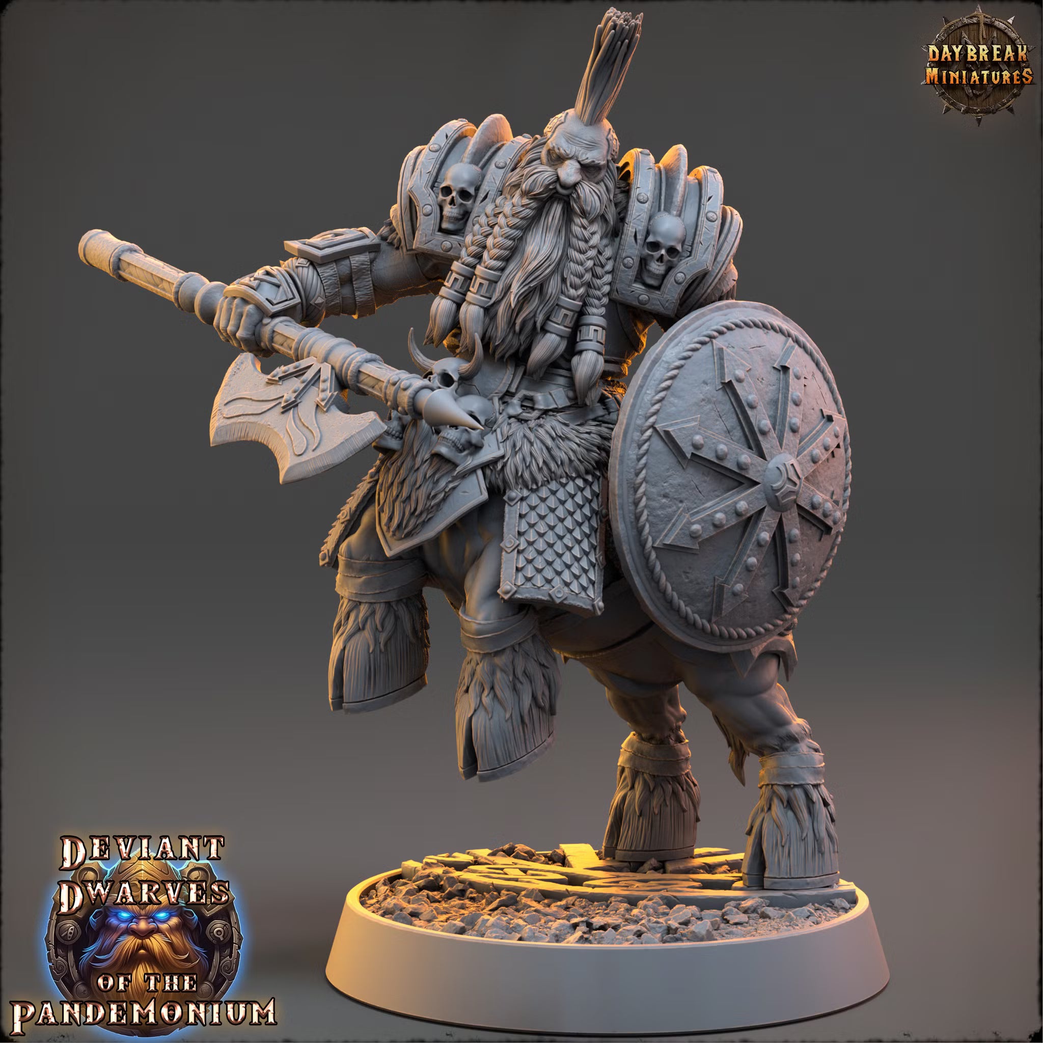 Deviant Dwarves of the Pandemonium - Arnan Stonecold - Daybreak Miniatures — official Daybreak render 1