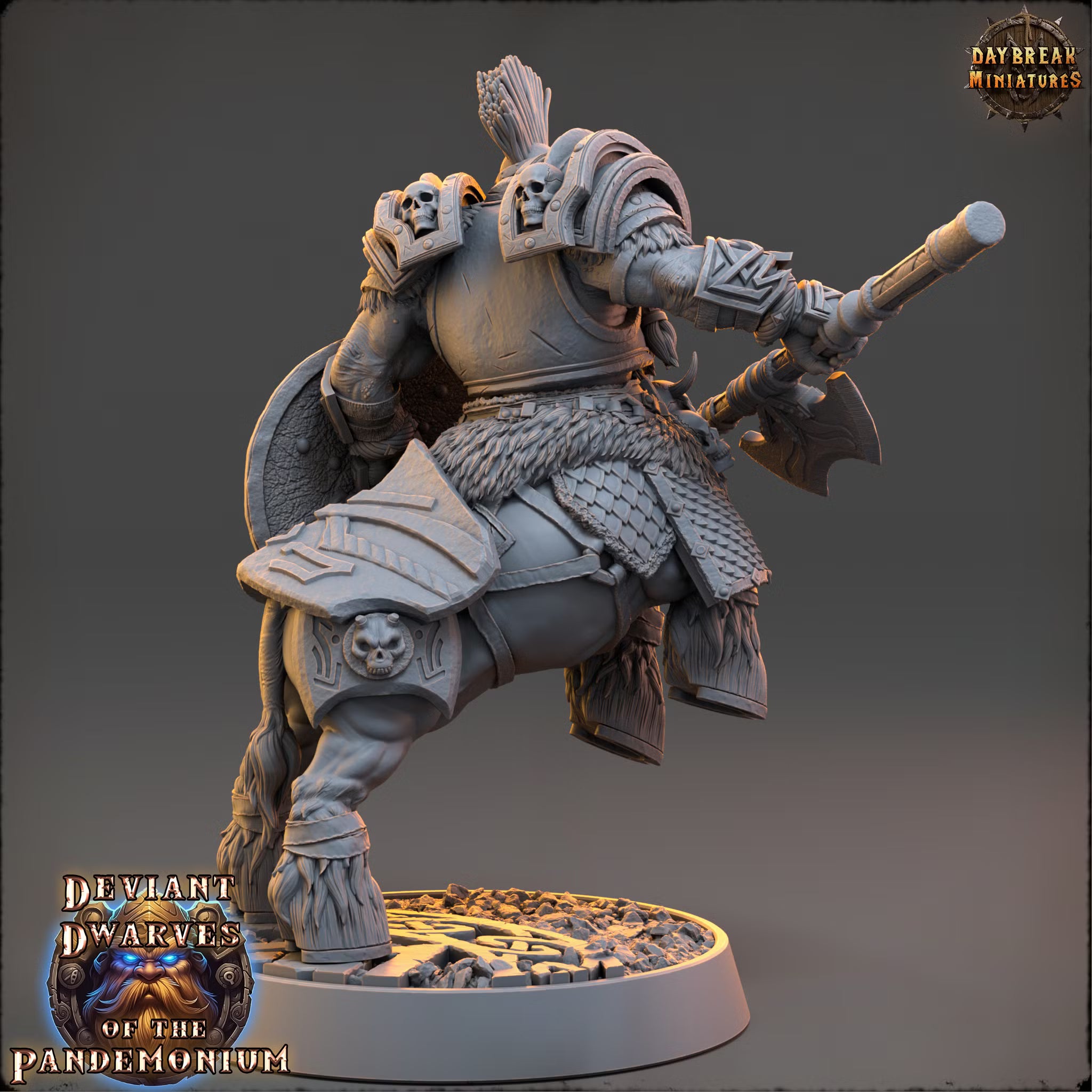 Deviant Dwarves of the Pandemonium - Arnan Stonecold - Daybreak Miniatures — official Daybreak render 2