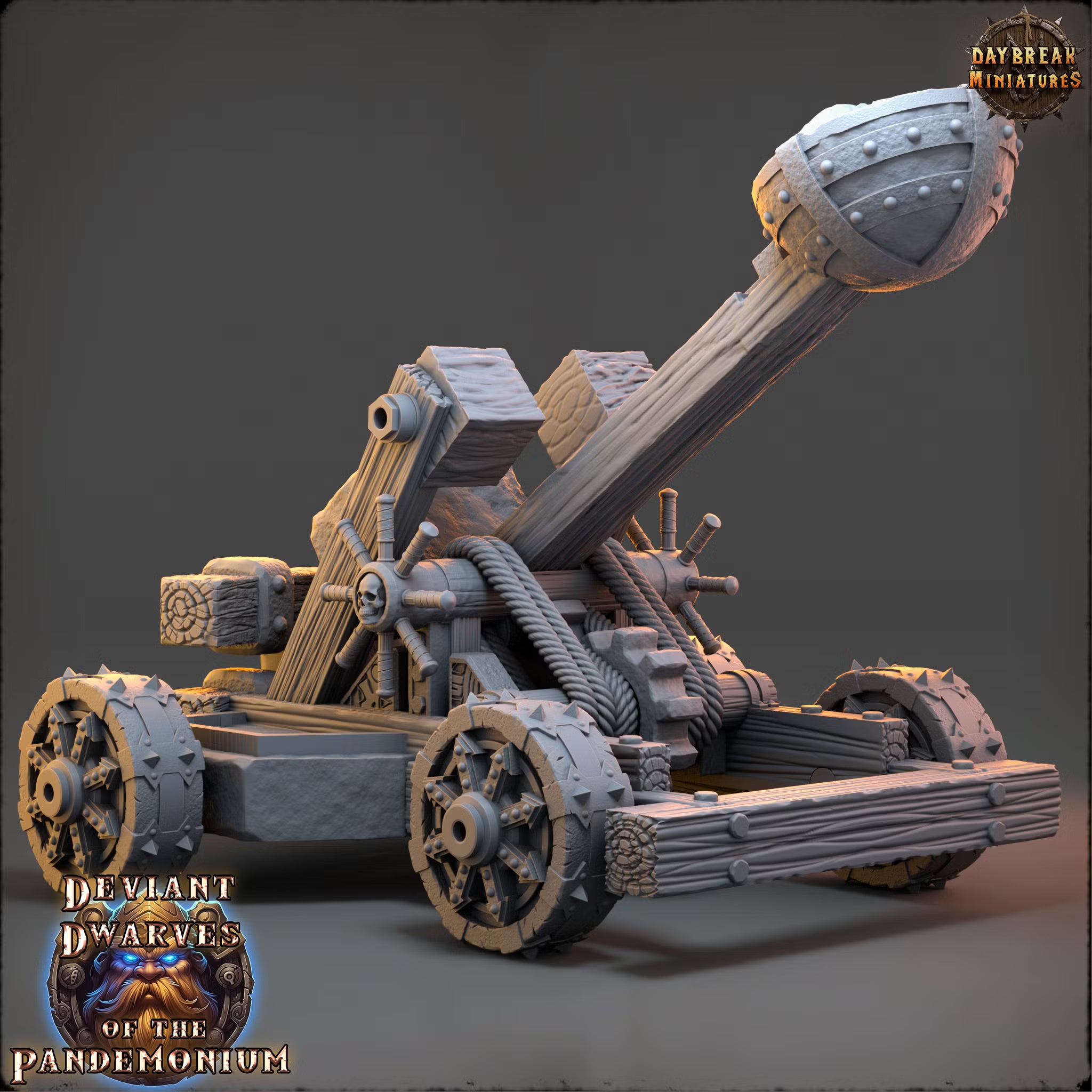 Deviant Dwarves of the Pandemonium - Catapult - Daybreak Miniatures — official Daybreak render 4