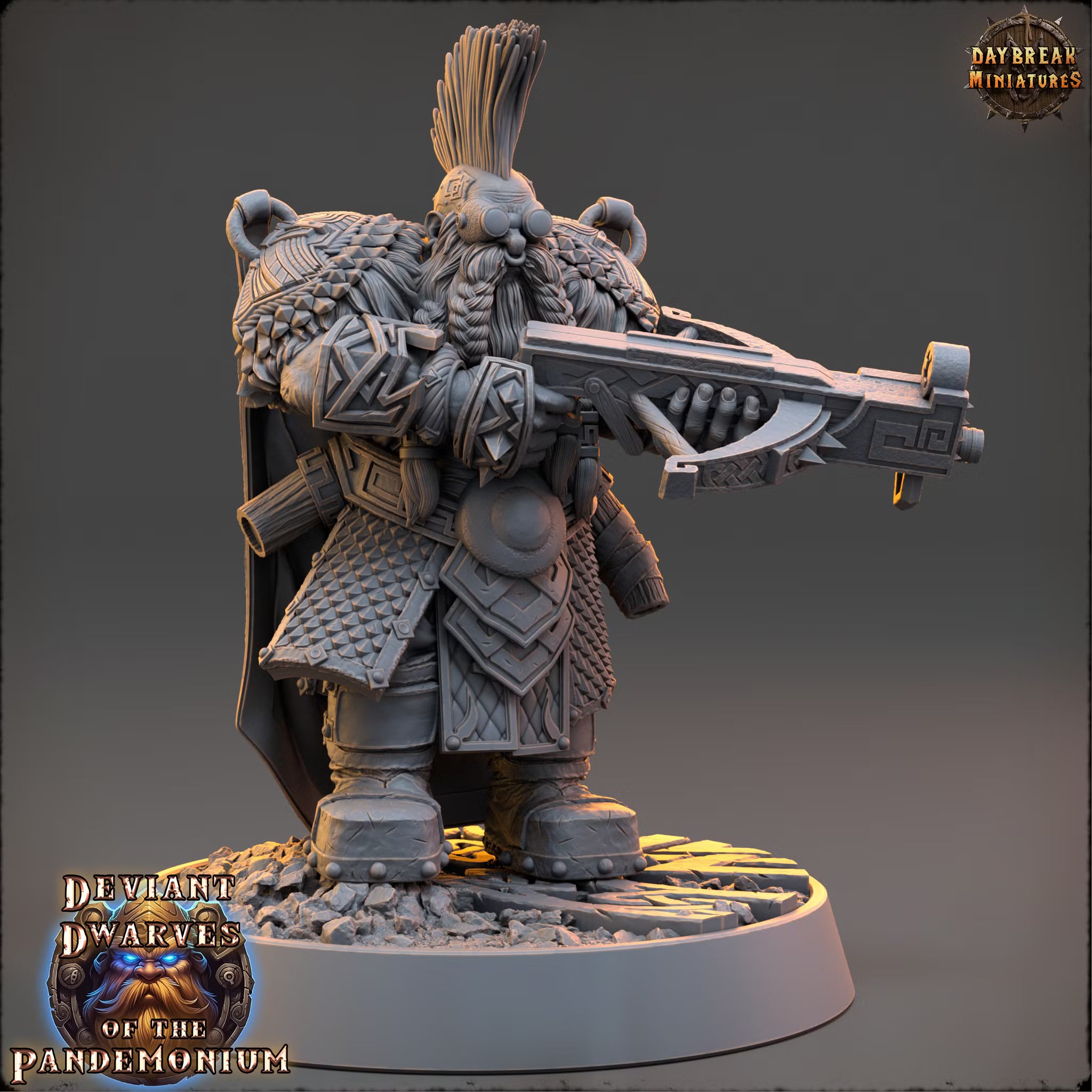 Deviant Dwarves of the Pandemonium - Jagno The Impaler - Daybreak Miniatures — official Daybreak render 1