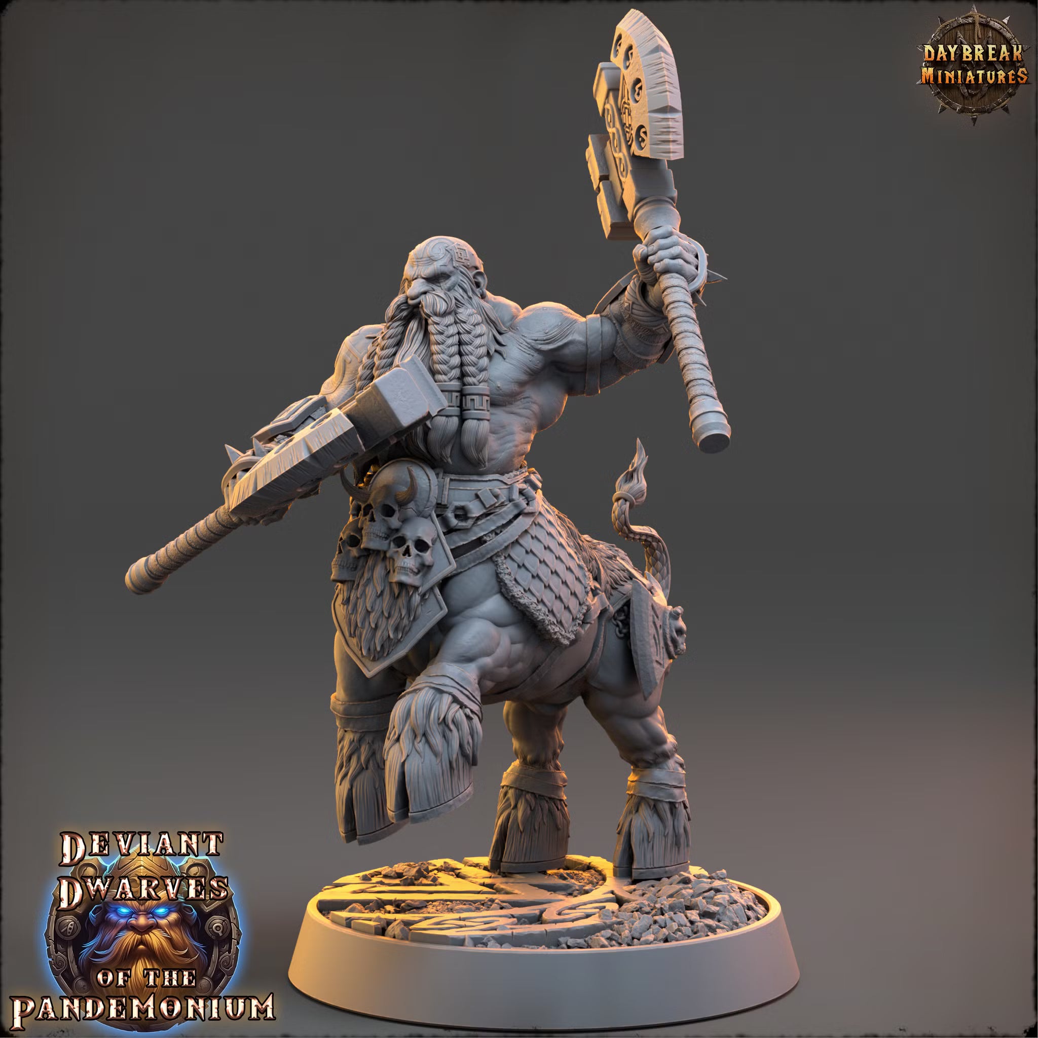 Deviant Dwarves of the Pandemonium - Konner Lordslayer - Daybreak Miniatures — official Daybreak render 2