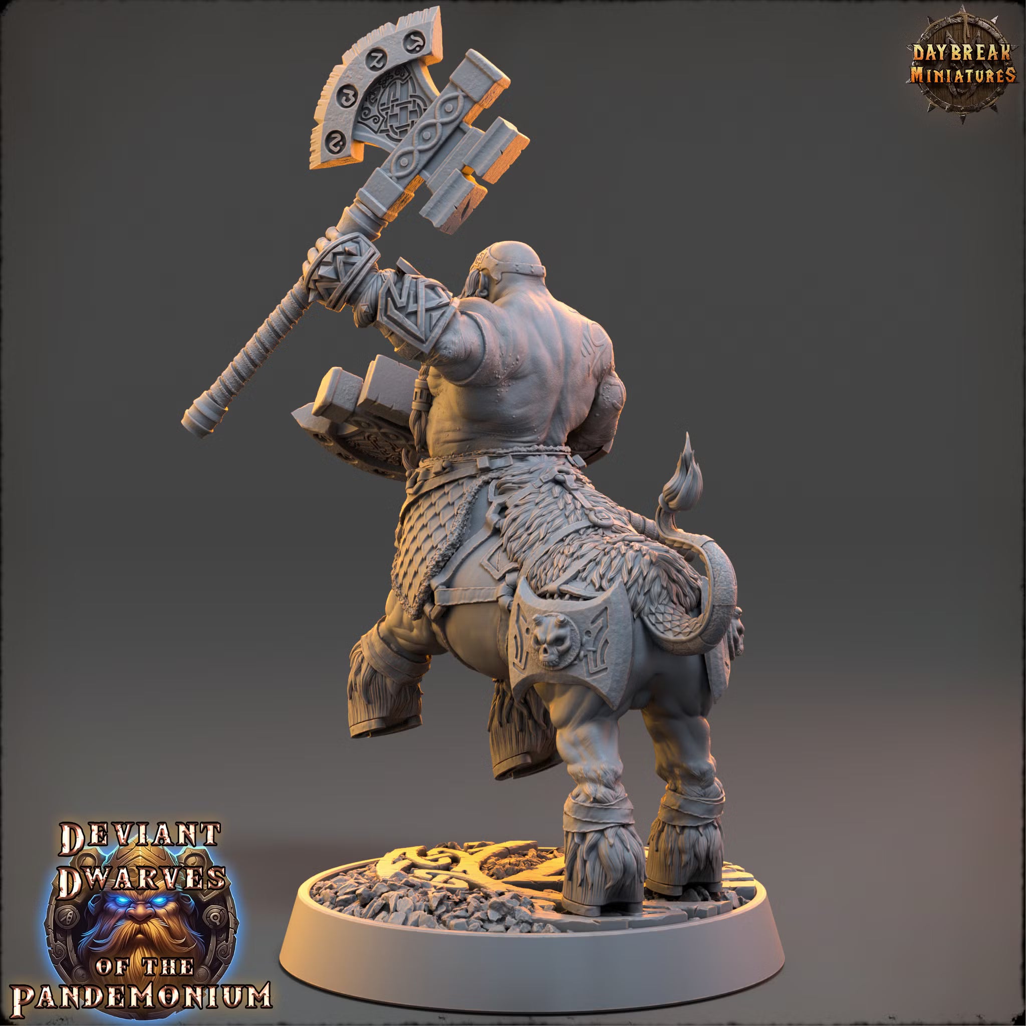 Deviant Dwarves of the Pandemonium - Konner Lordslayer - Daybreak Miniatures — official Daybreak render 3