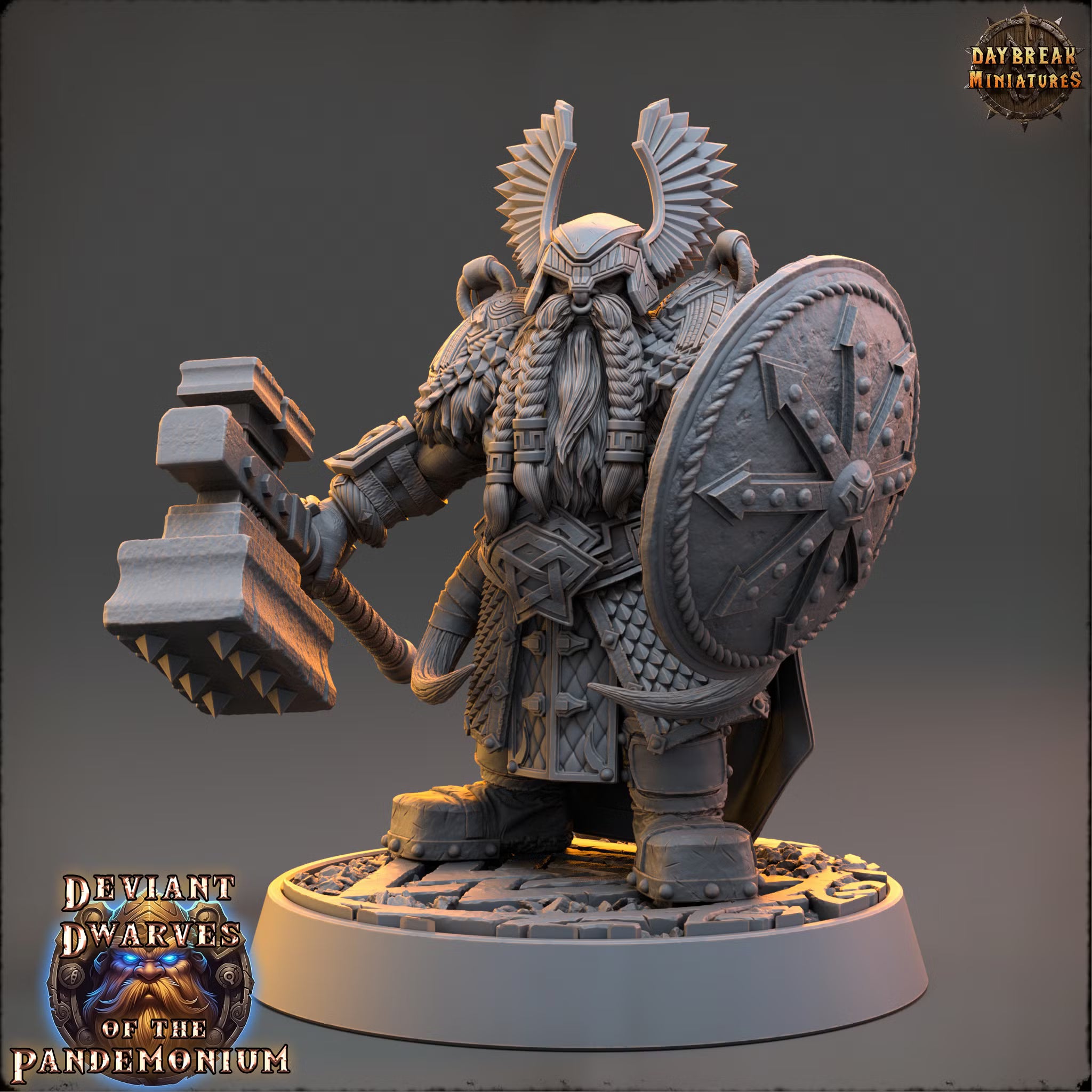 Deviant Dwarves of the Pandemonium - Thourung The Brazen Baron - Daybreak Miniatures — official Daybreak render 1