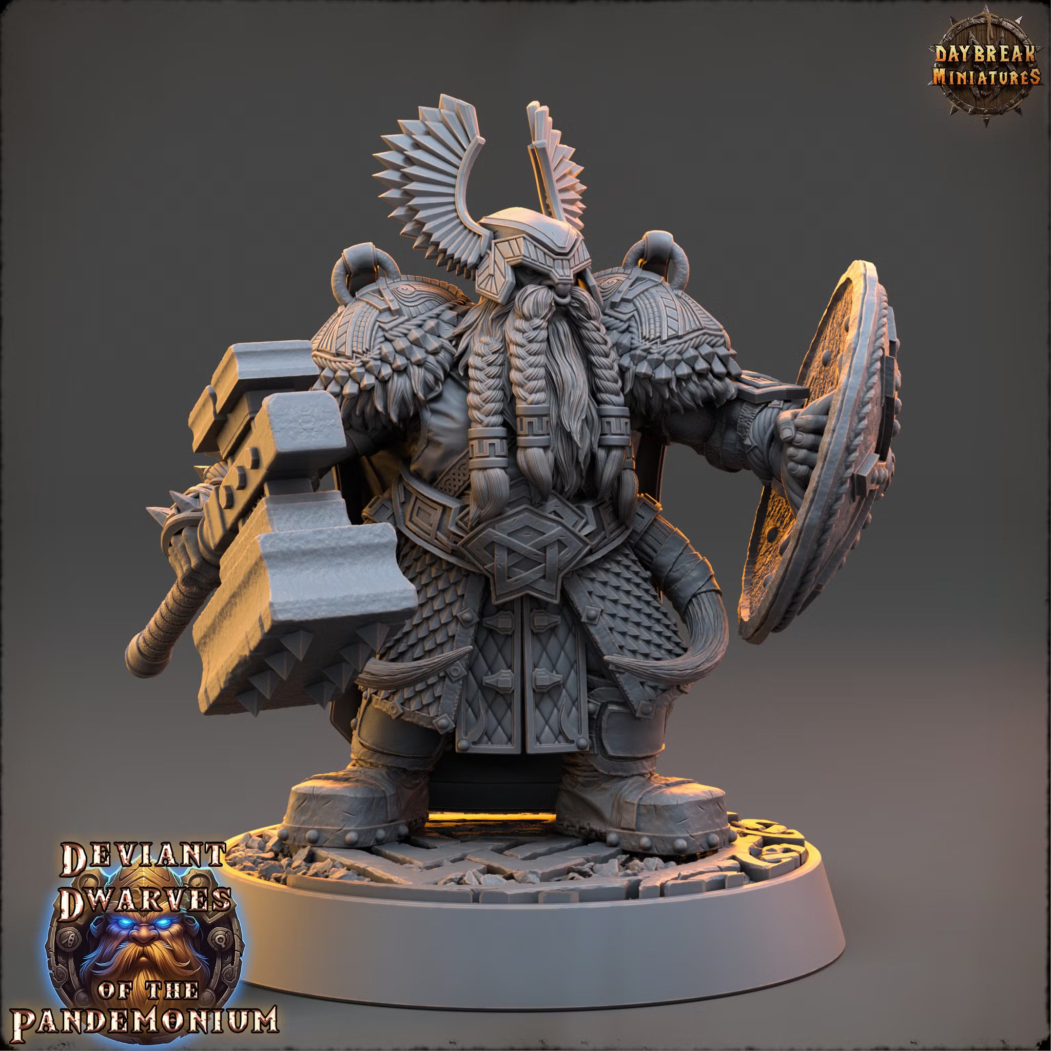 Deviant Dwarves of the Pandemonium - Thourung The Brazen Baron - Daybreak Miniatures — official Daybreak render 2