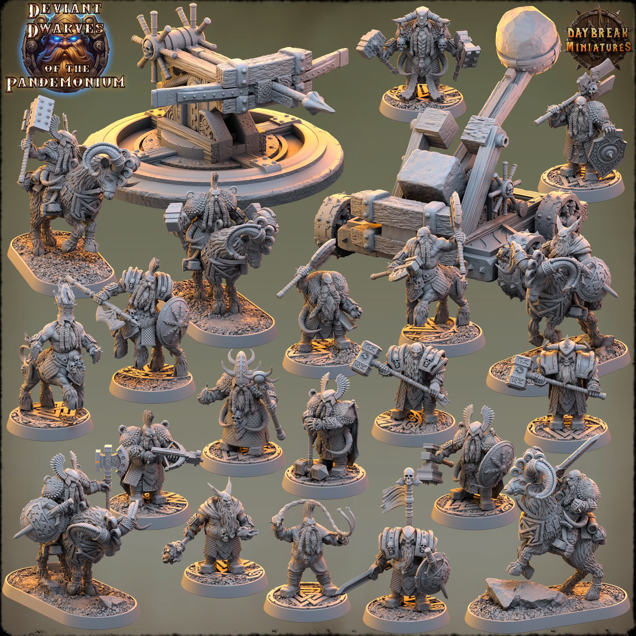 Deviant Dwarves of the Pandemonium - The Complete Set - Daybreak Miniatures — official Daybreak render 1