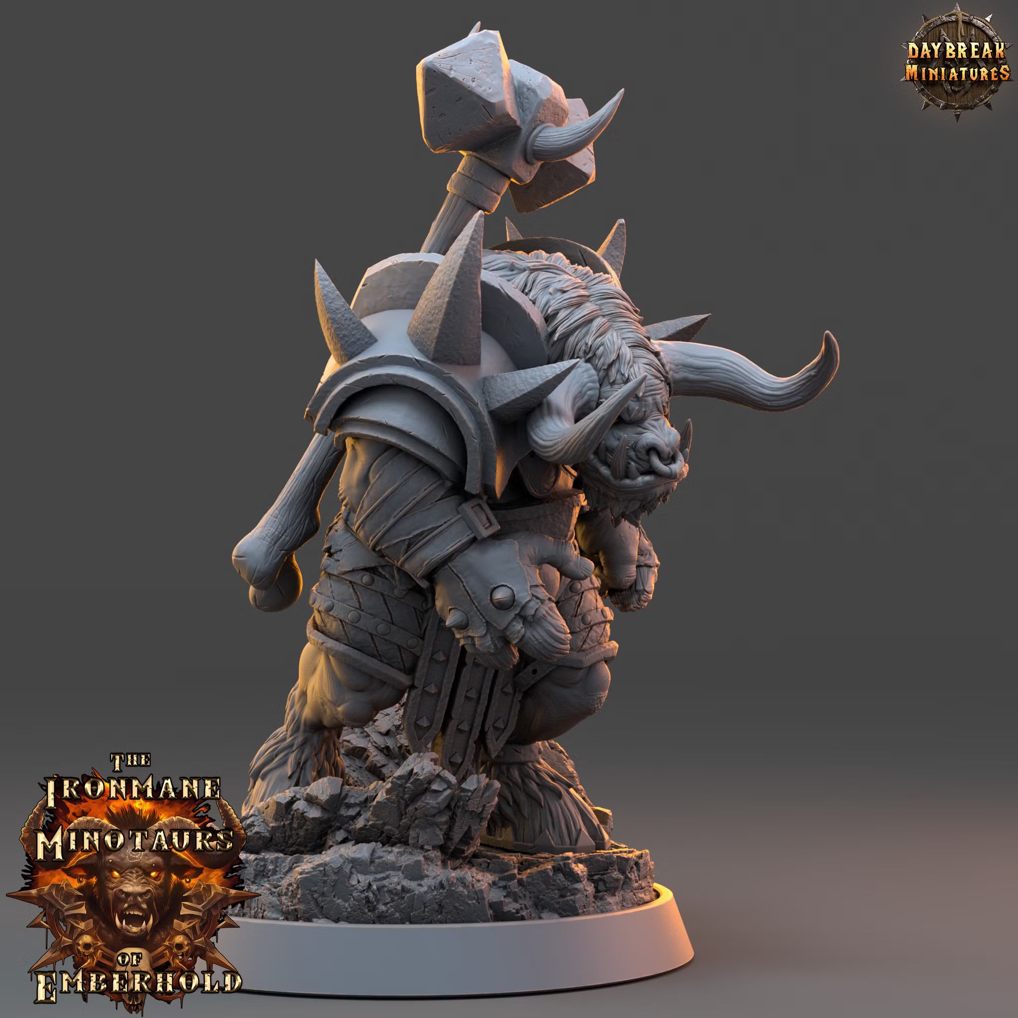 The Ironmane Minotaurs of Emberhold - Brakthar Deathbringer - Daybreak Miniatures — official render 2