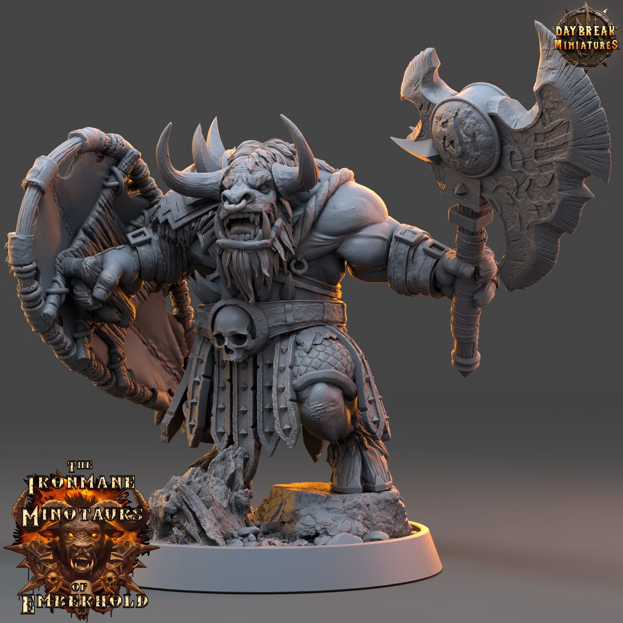 The Ironmane Minotaurs of Emberhold - Garruk Bloodmaw - Daybreak Miniatures — official render 1