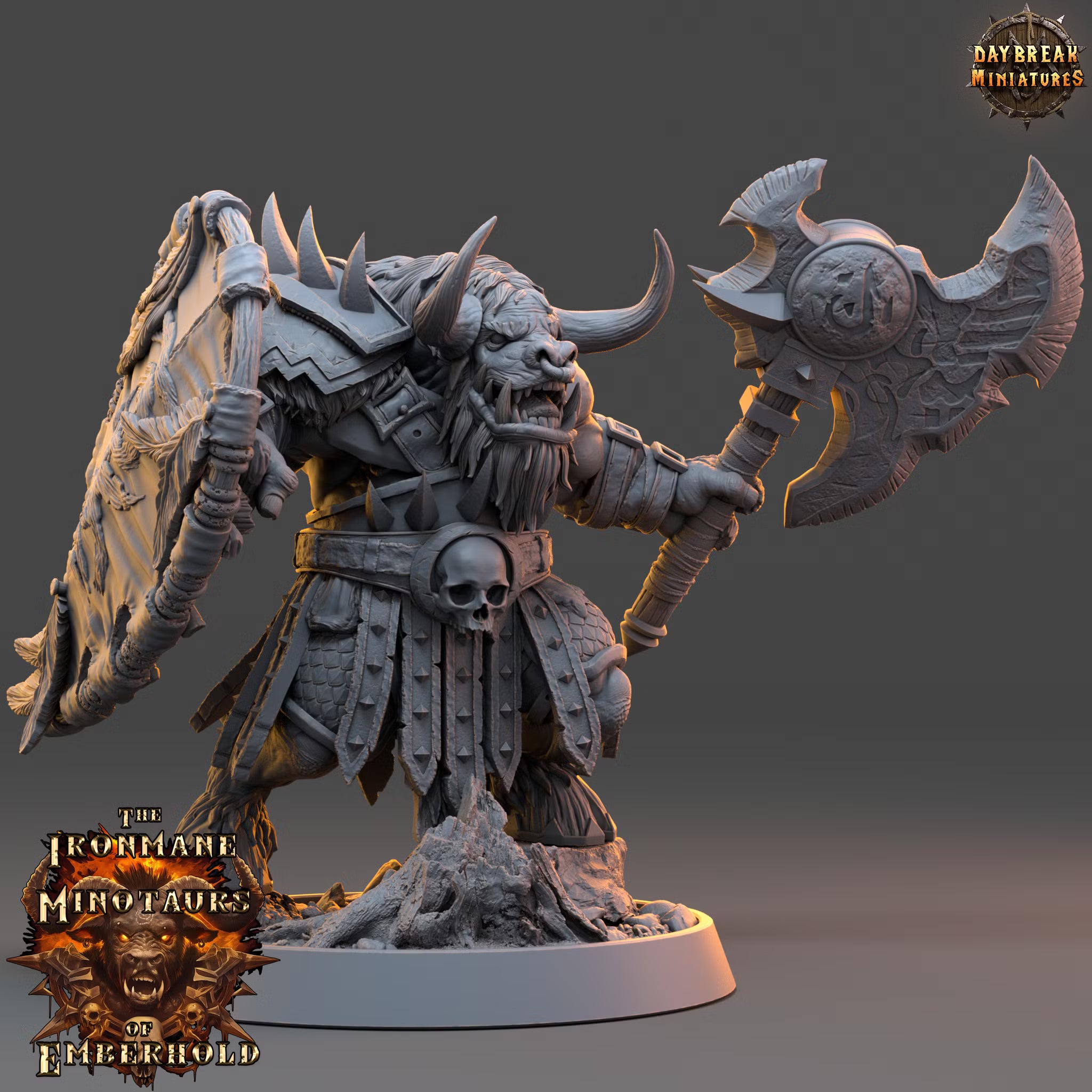 The Ironmane Minotaurs of Emberhold - Garruk Bloodmaw - Daybreak Miniatures — official render 2