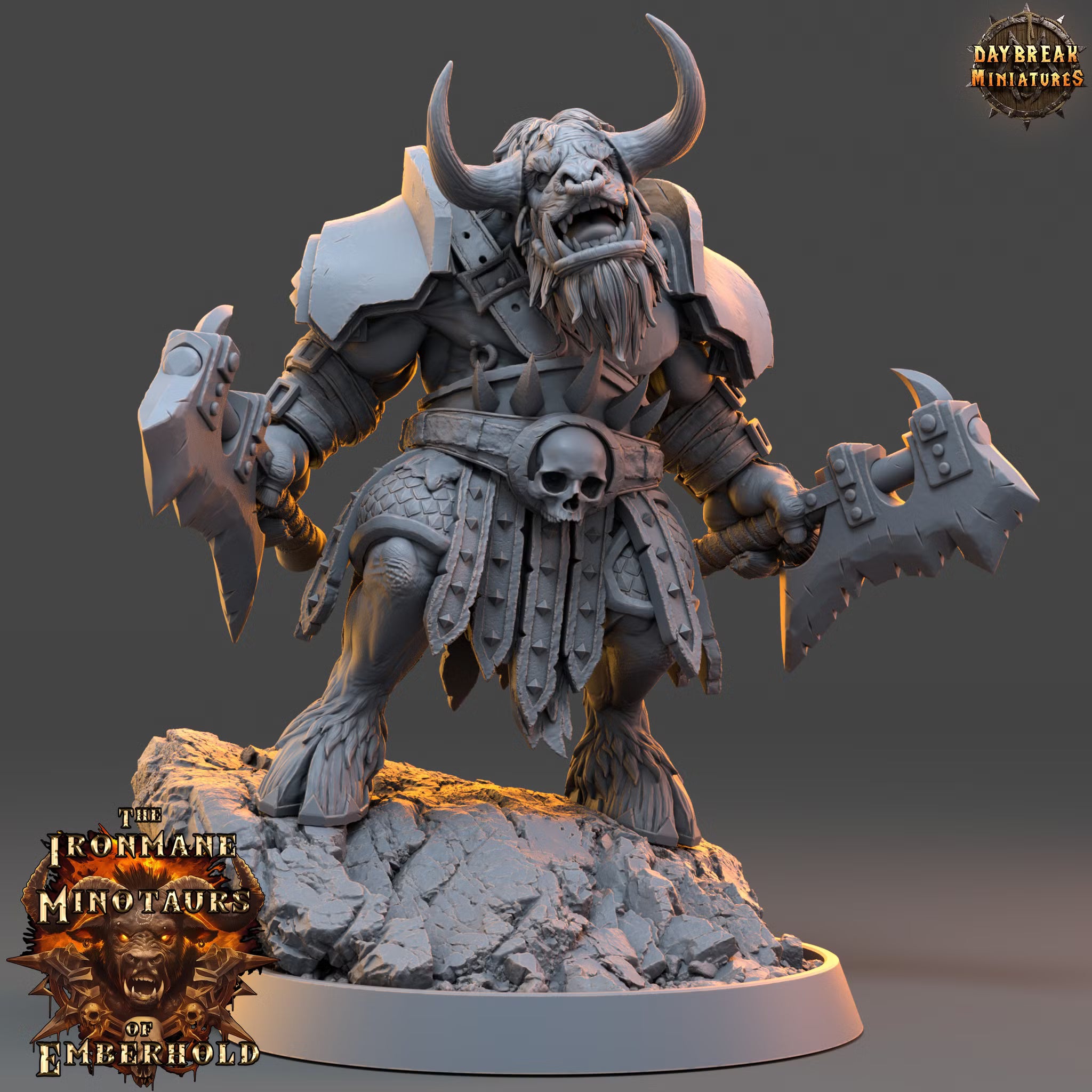 The Ironmane Minotaurs of Emberhold - Kharnus Firehorn - Daybreak Miniatures — official render 1