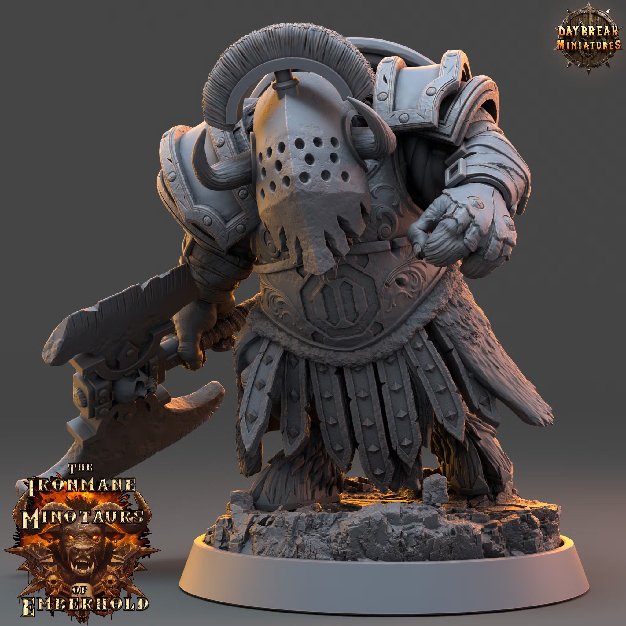 The Ironmane Minotaurs of Emberhold - Morkath Darkhoof - Daybreak Miniatures — official render 1