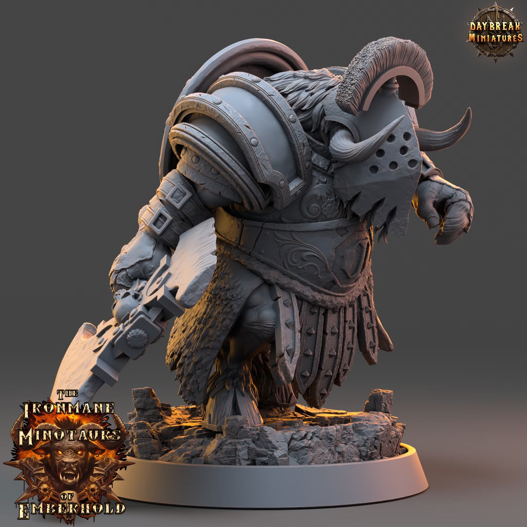 The Ironmane Minotaurs of Emberhold - Morkath Darkhoof - Daybreak Miniatures — official render 2