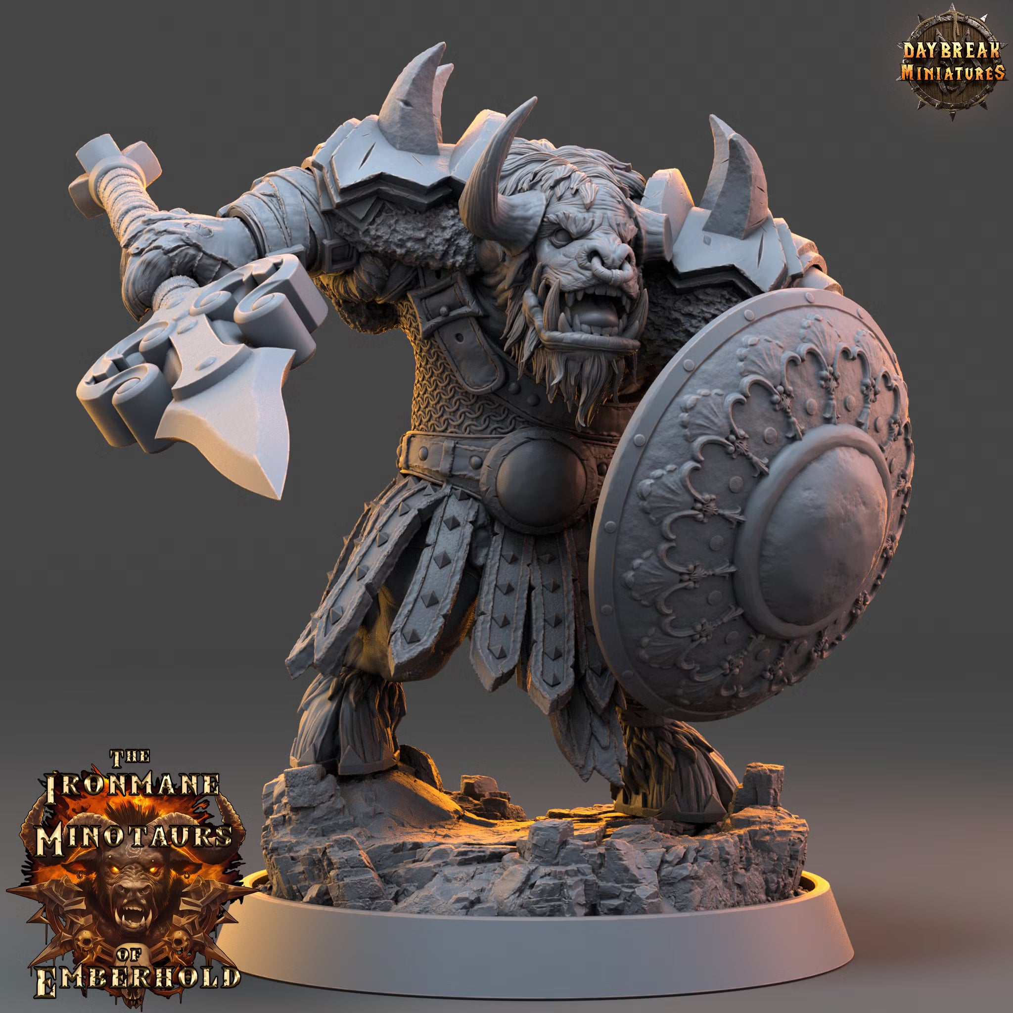The Ironmane Minotaurs of Emberhold - Vorgrim Nightstalker - Daybreak Miniatures — official render 1