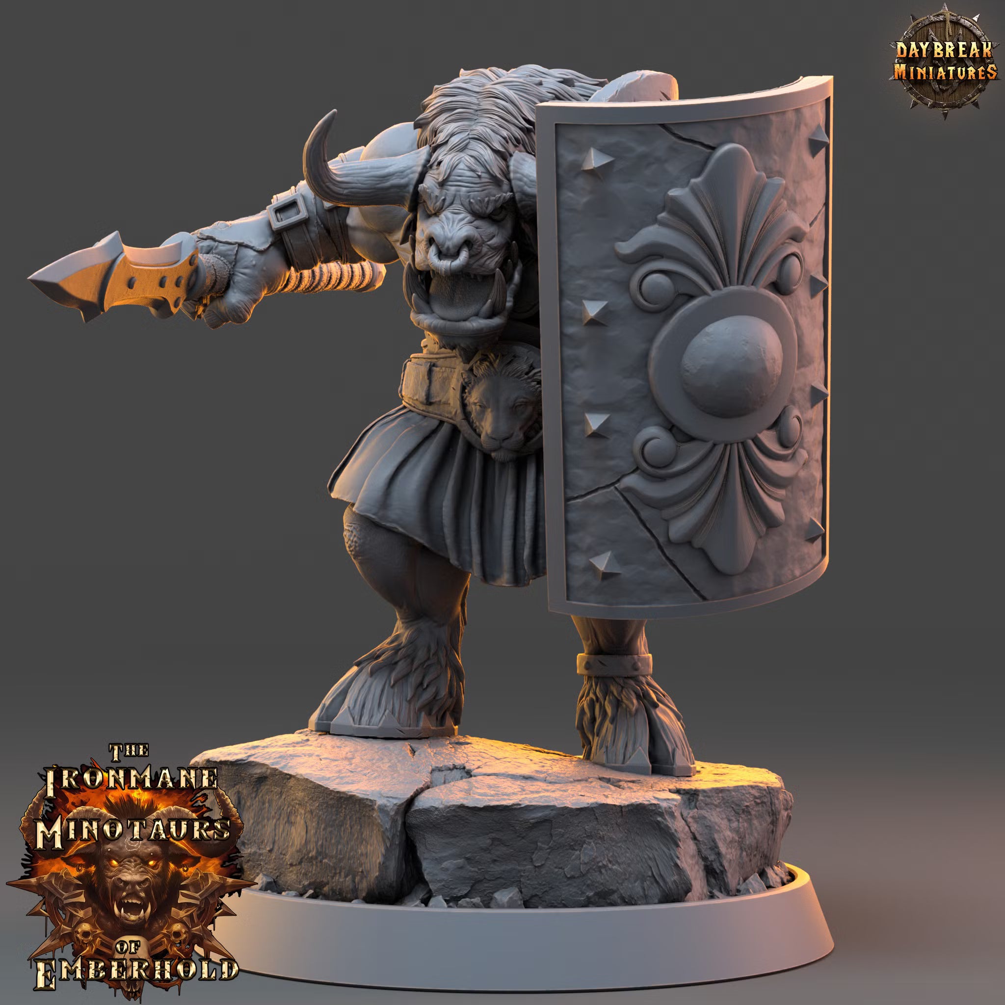 The Ironmane Minotaurs of Emberhold - Zegron Ironhide - Daybreak Miniatures — official render 1
