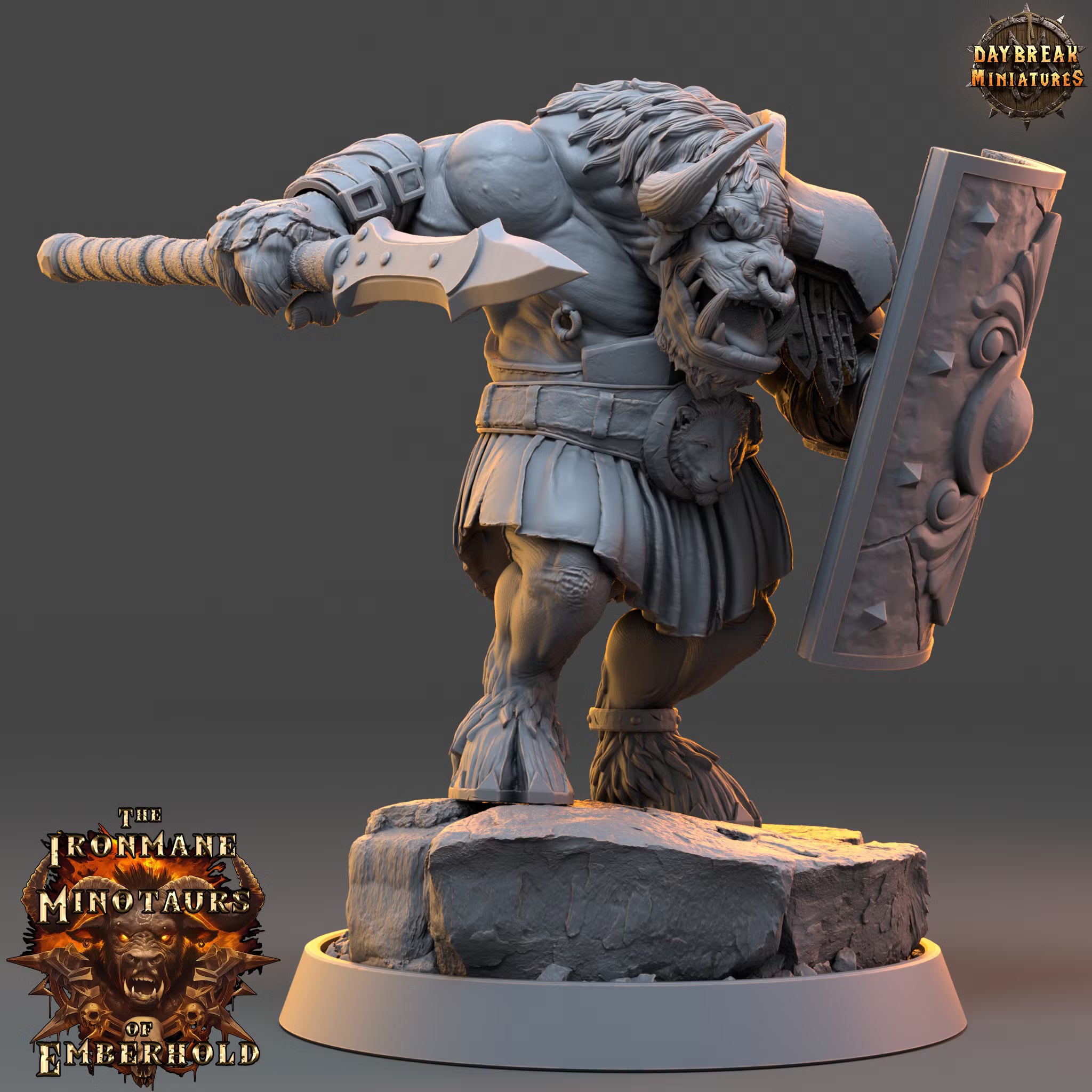The Ironmane Minotaurs of Emberhold - Zegron Ironhide - Daybreak Miniatures — official render 2