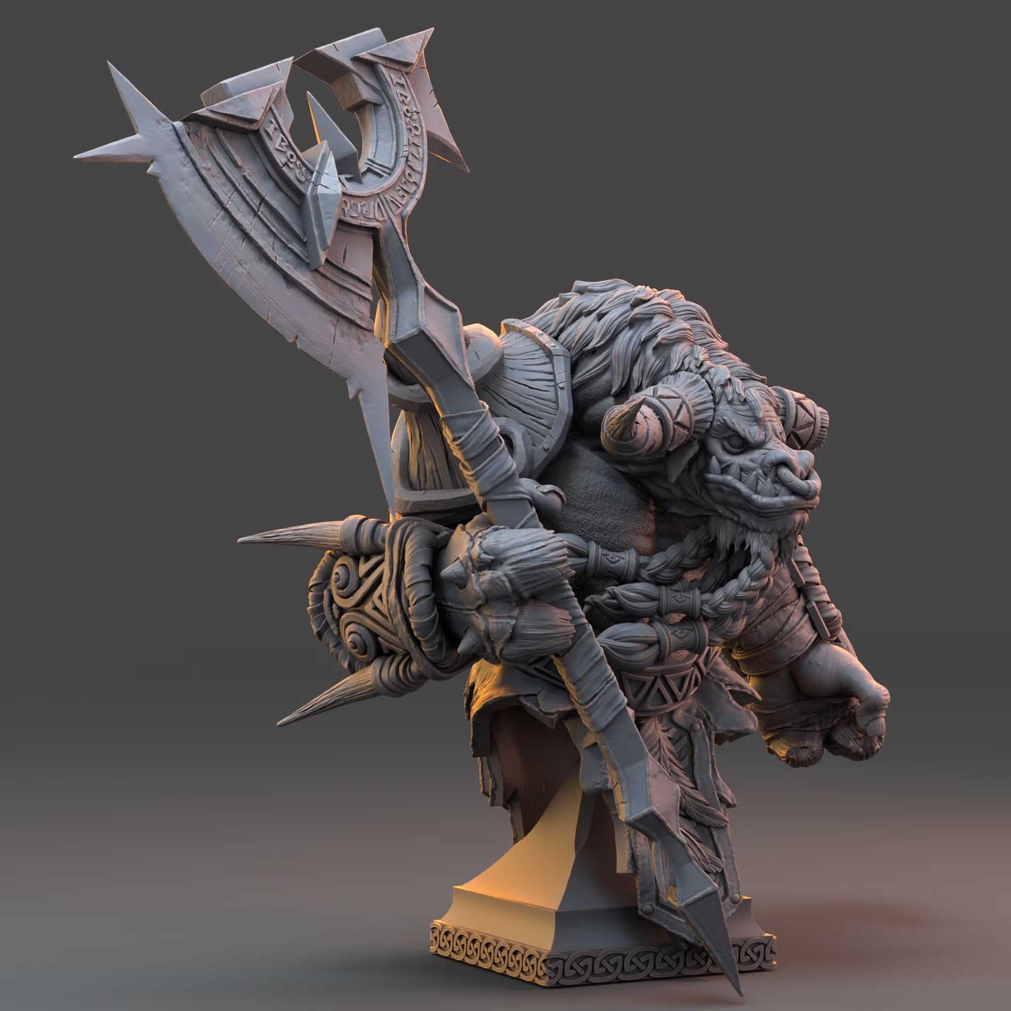 The Minotaurs of Fell Falls - Blotus Gusher - Bust - Daybreak Miniatures — official render 2