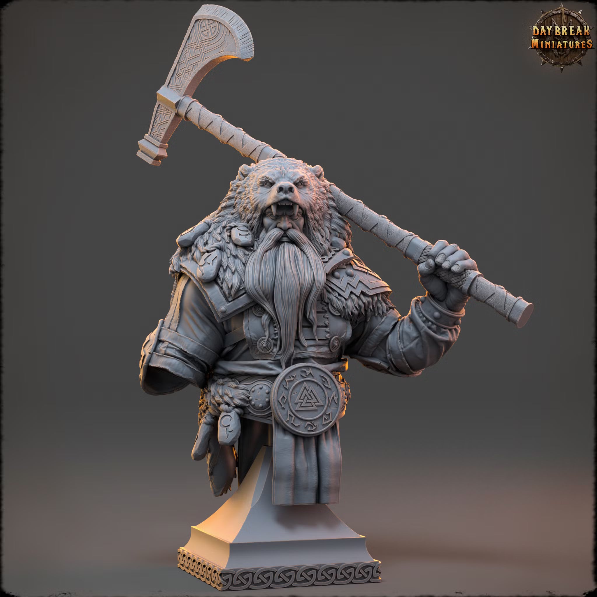 The Wintershadows of Frostfang Hold - Ragnar Wolfslayer - Bust - Daybreak Miniatures — official render 1