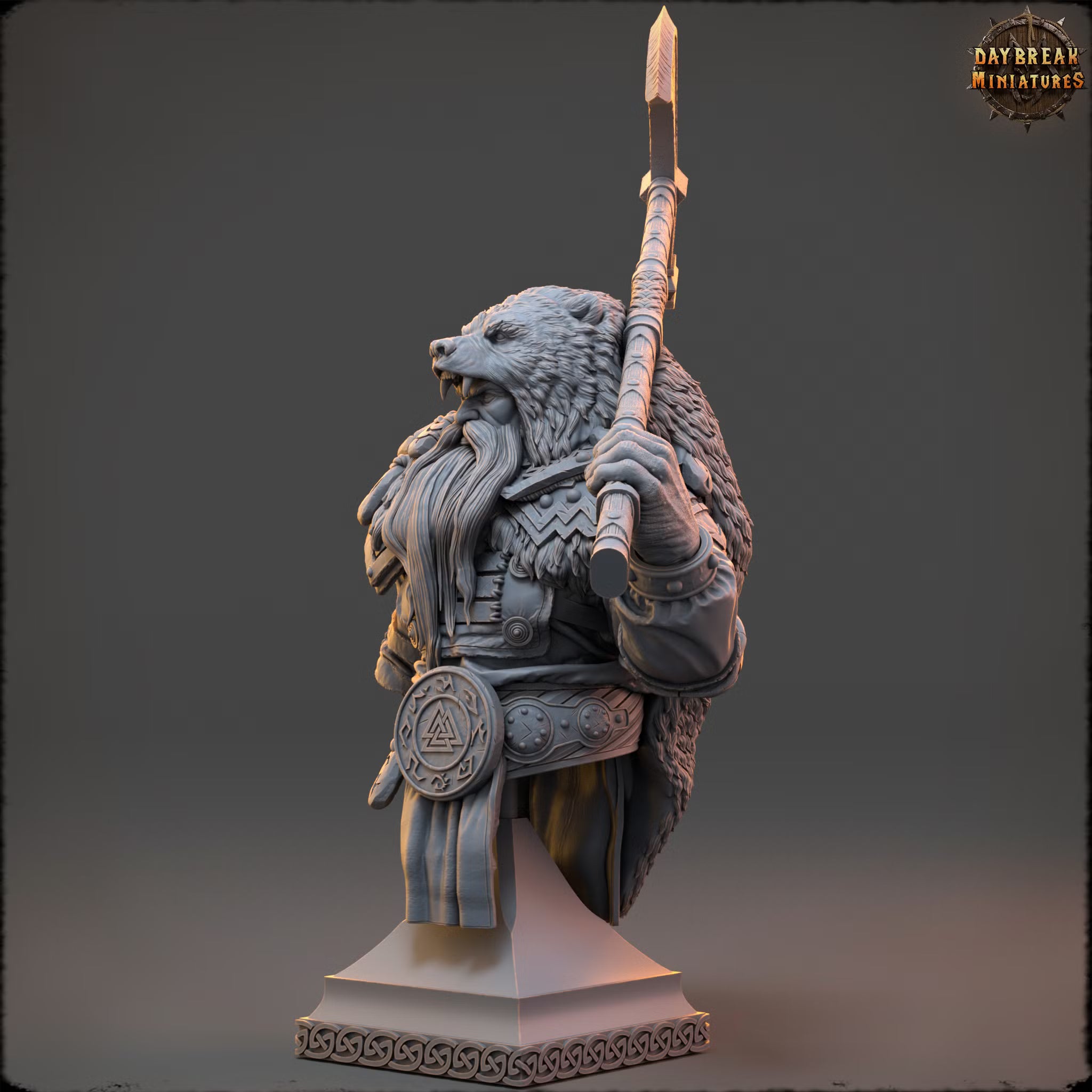 The Wintershadows of Frostfang Hold - Ragnar Wolfslayer - Bust - Daybreak Miniatures — official render 2