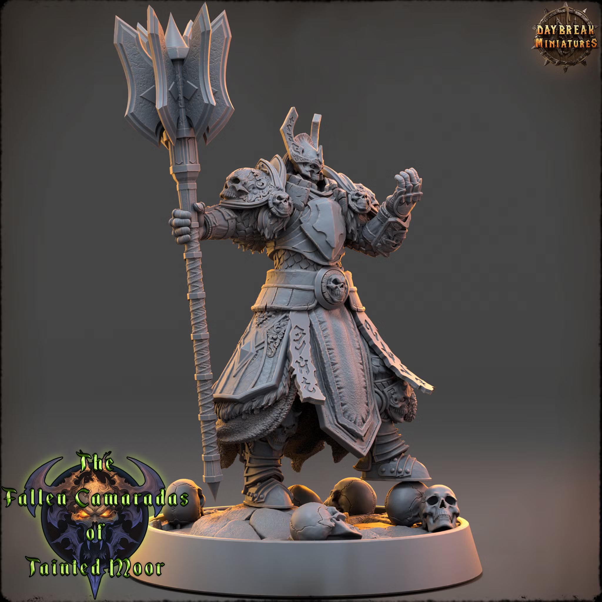 The Fallen Camaradas of Tainted Moor - Bone Warden of the Ashen Guard - Daybreak Miniatures — official render 2