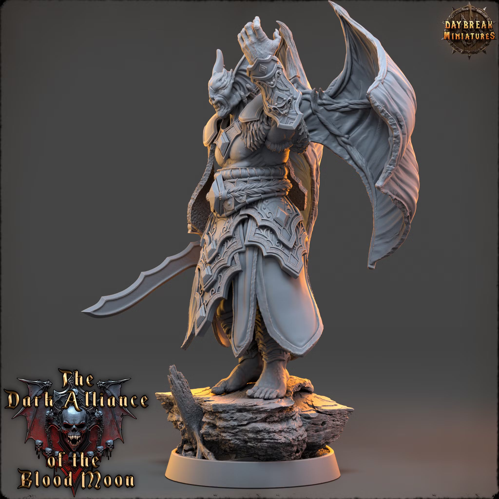 Dark Alliance of the Blood Moon - Prince Alaric Moonveil - Daybreak Miniatures — official render 2