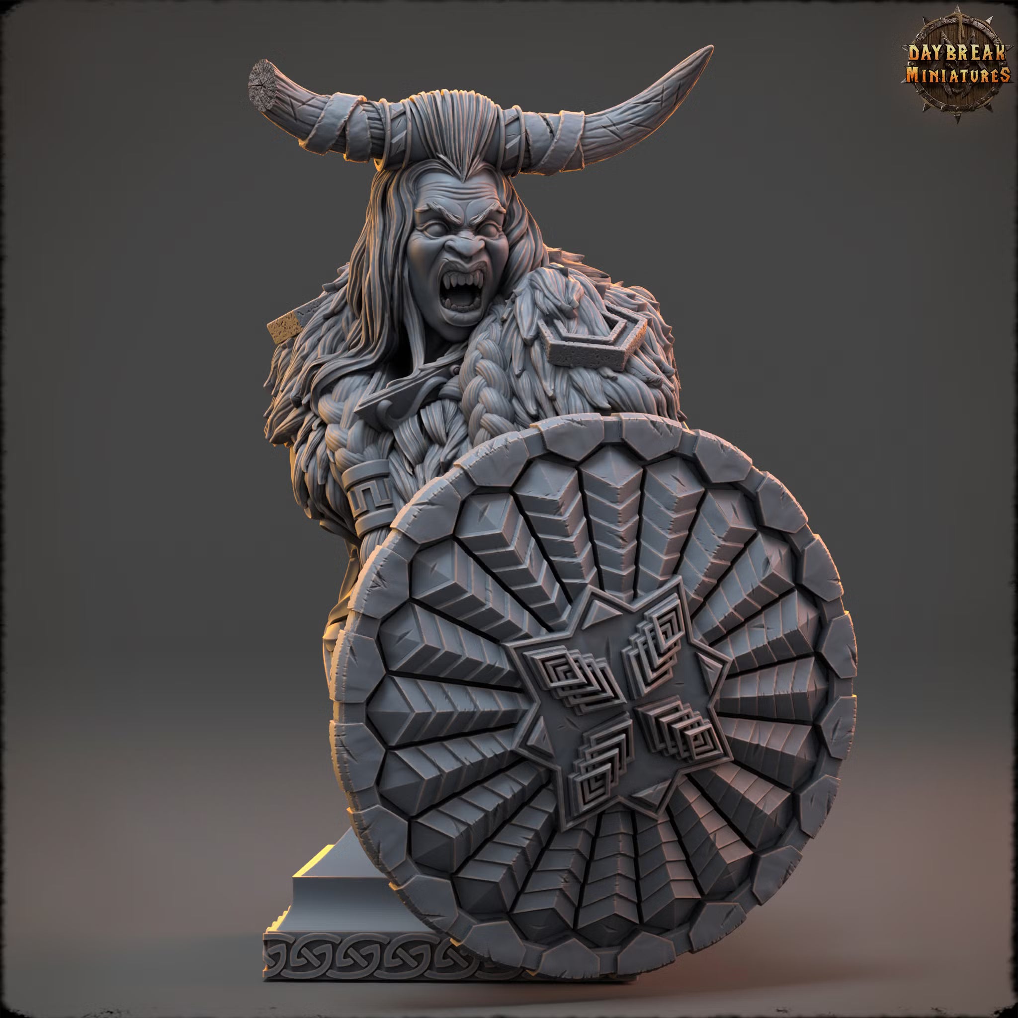 The Tribe of the Fallen Flame - Geraia Stormspear - Bust - Daybreak Miniatures — official render 1