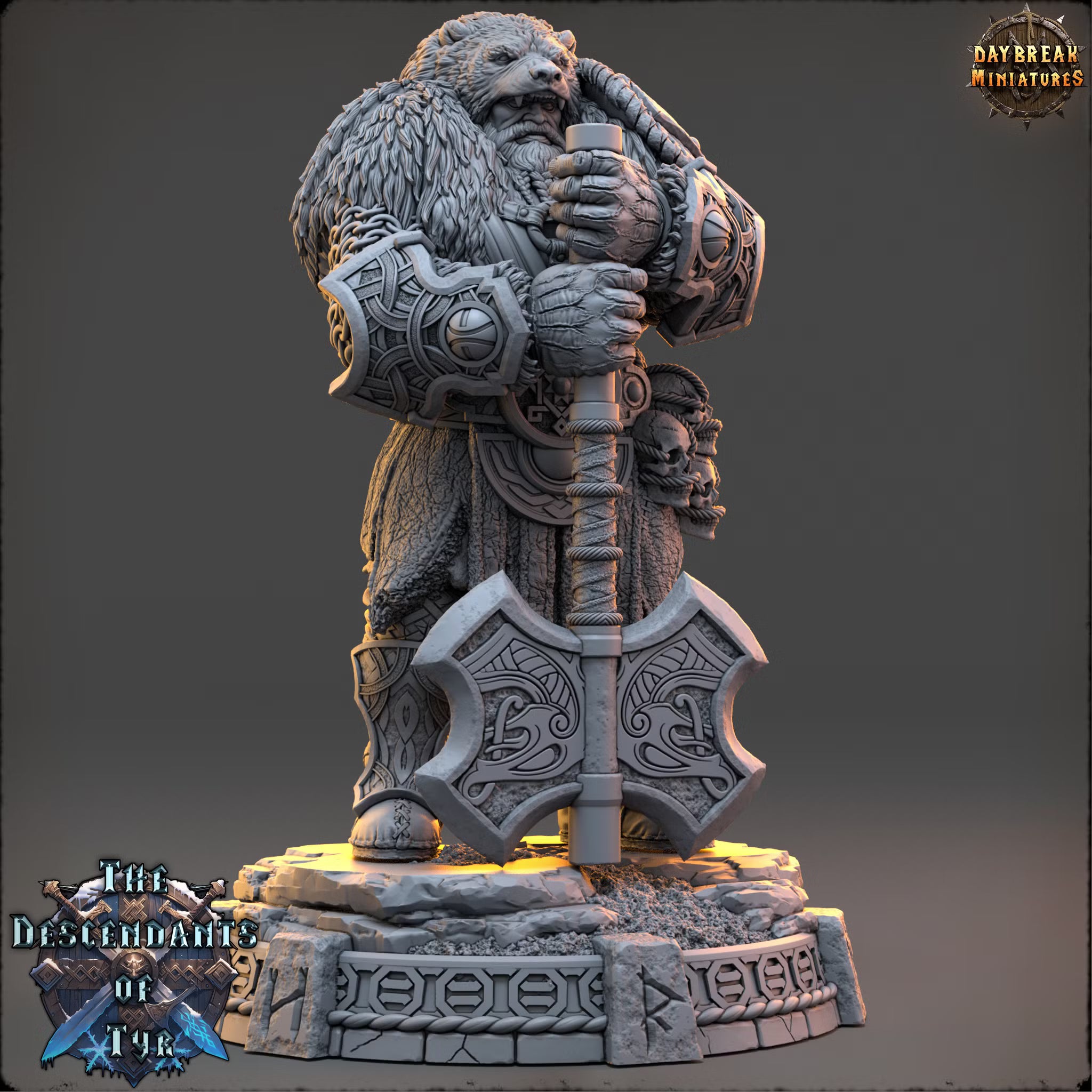The Descendants of Tyr - Alaric “Black Bear” Cranash - Daybreak Miniatures — official render 1