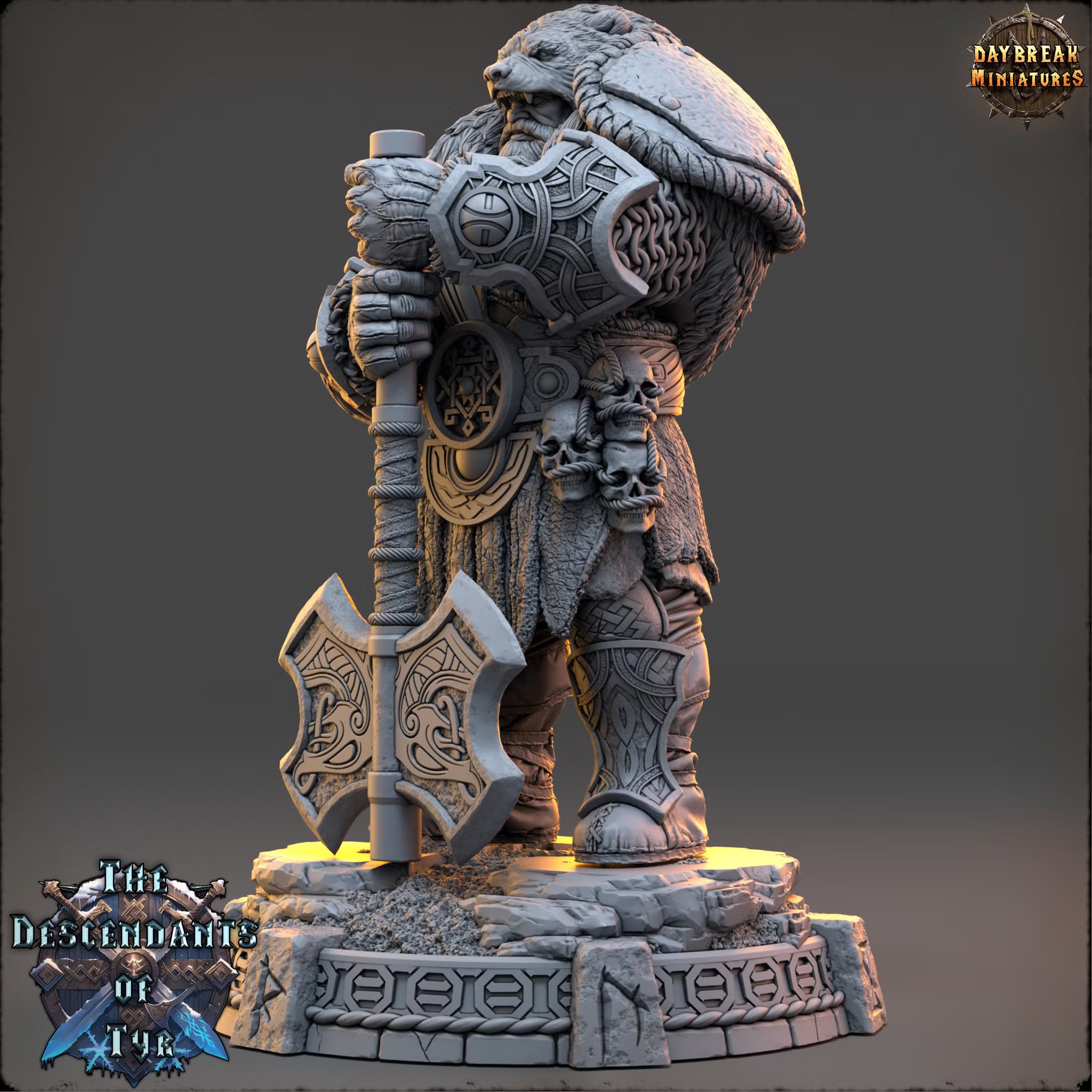 The Descendants of Tyr - Alaric “Black Bear” Cranash - Daybreak Miniatures — official render 2