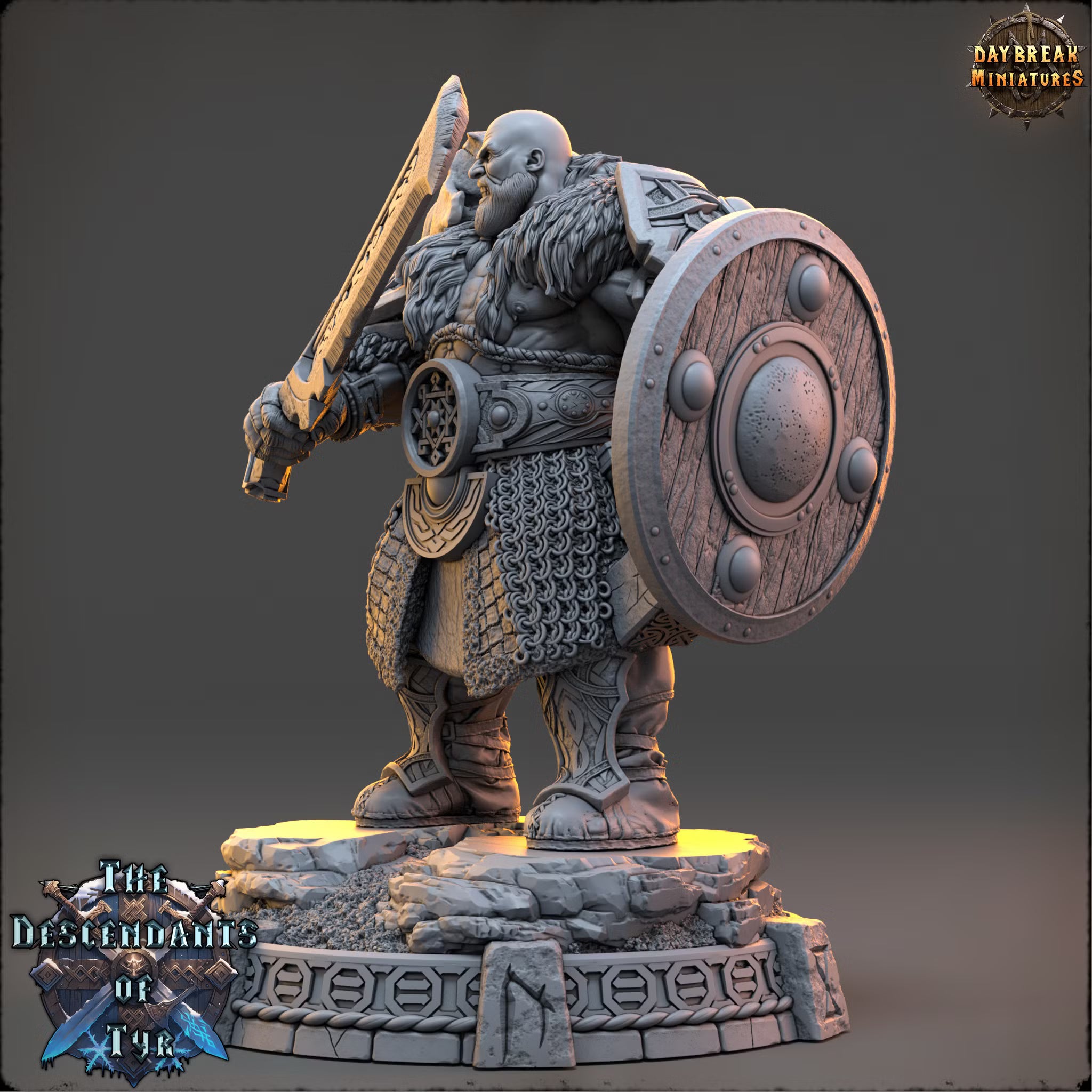 The Descendants of Tyr - Tobin Flintblade - Daybreak Miniatures — official render 2
