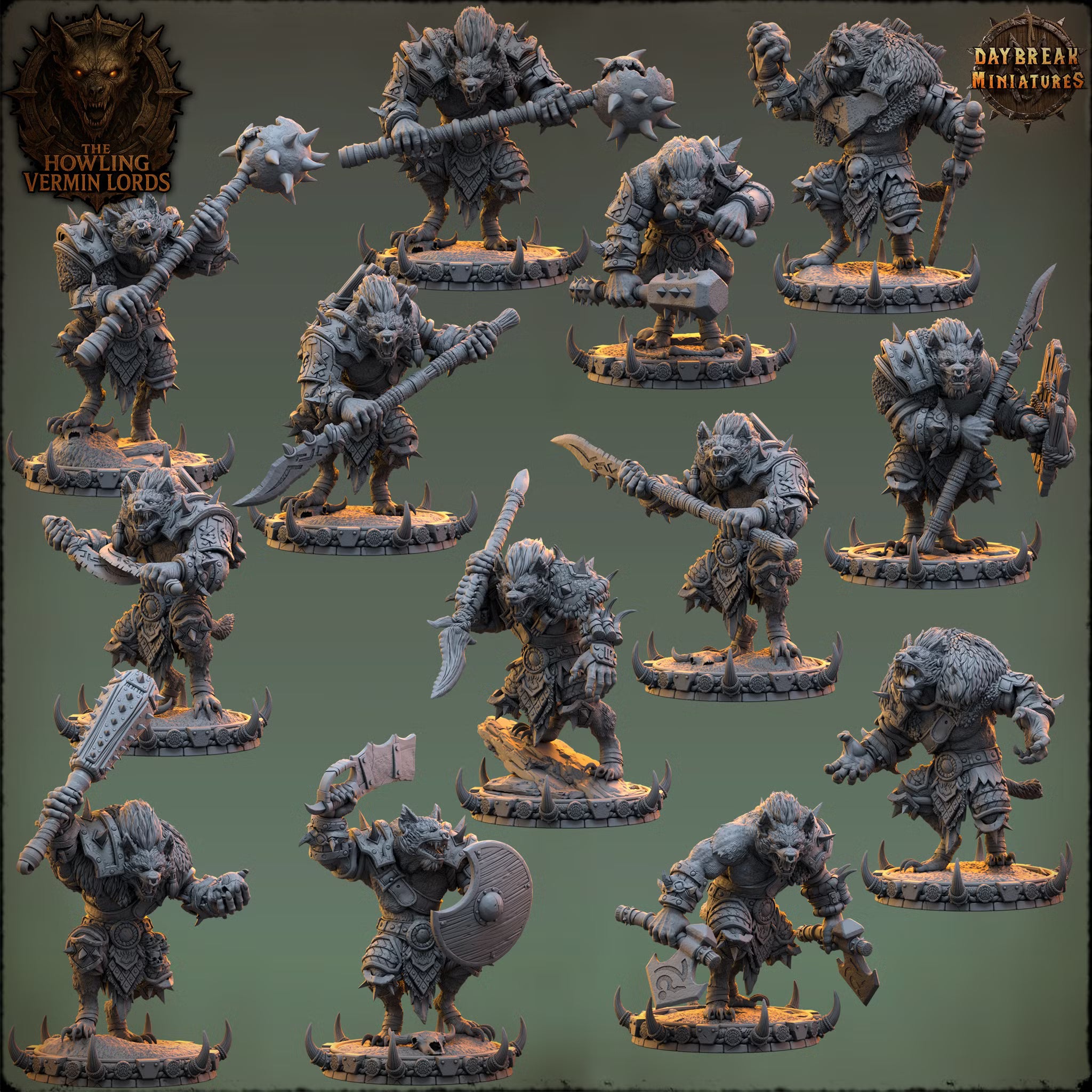 The Howling Vermin Lords — 13 miniatures — Daybreak Miniatures
