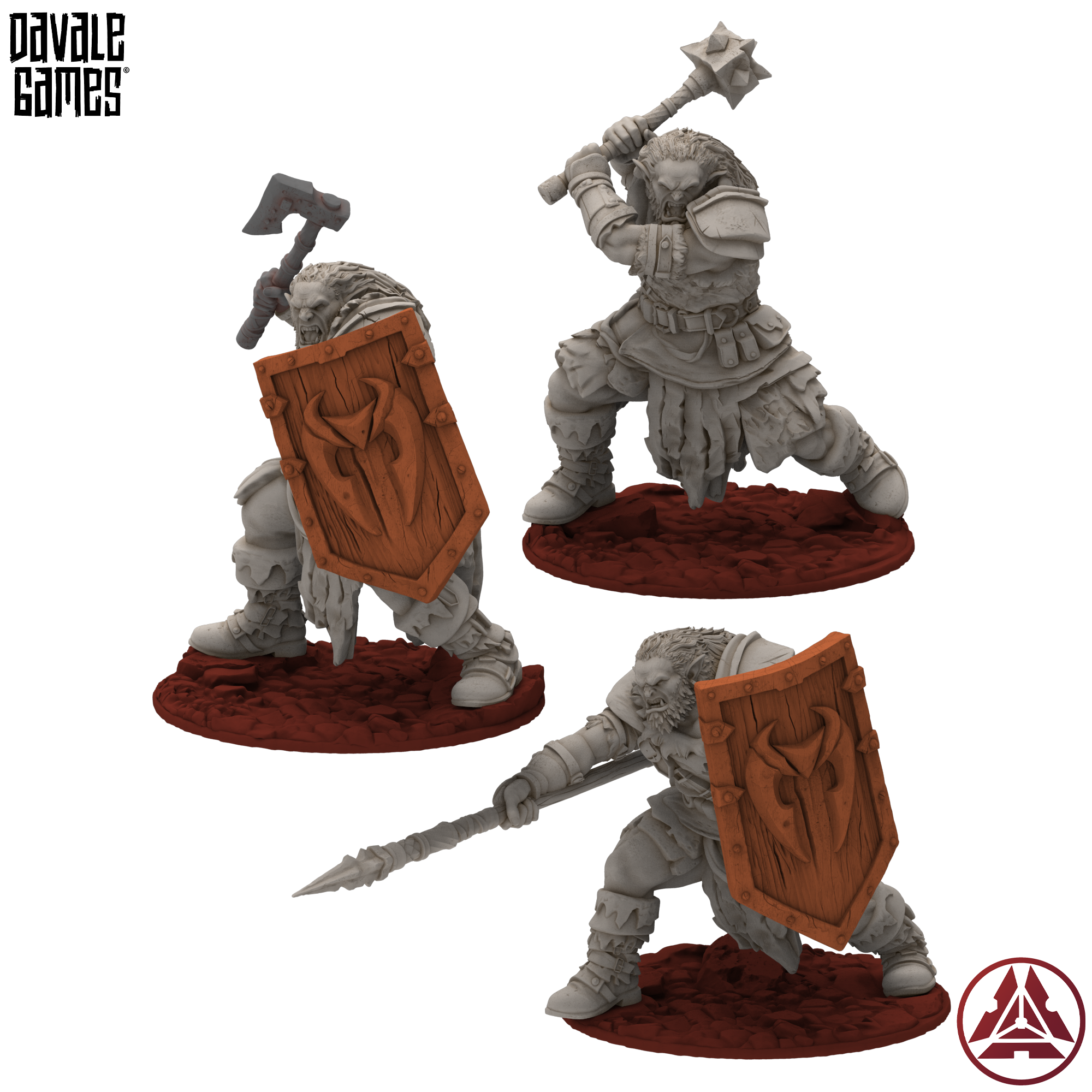 3x Silverfang Alliance Warriors ABC - three miniatures - Davale Games / Proxywars
