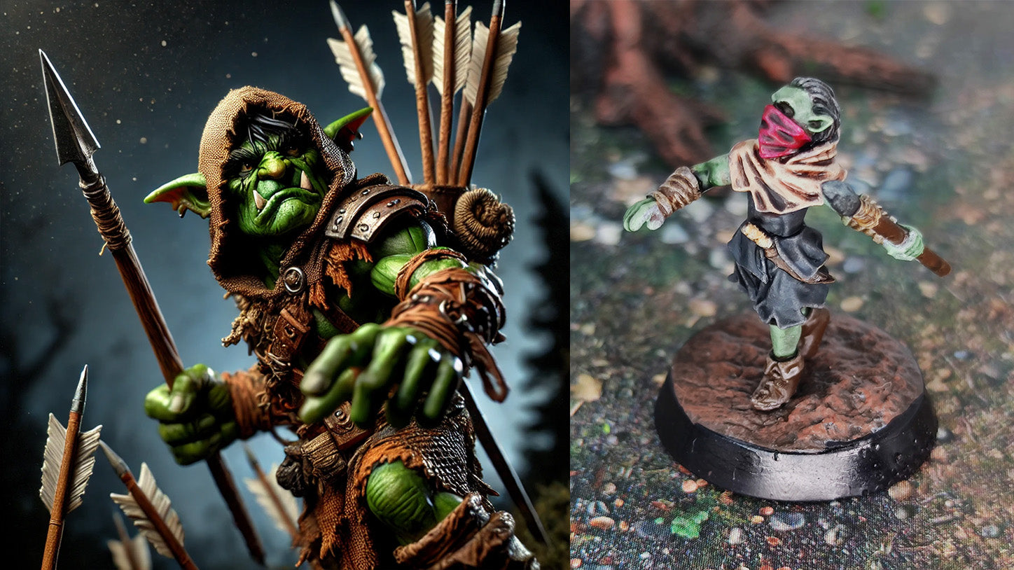 Goblin Cave -  Goblin Marauders with Javelins, Tamed forest Spiders, Middle rings for wargame D&D, Lotr... Medbury miniatures