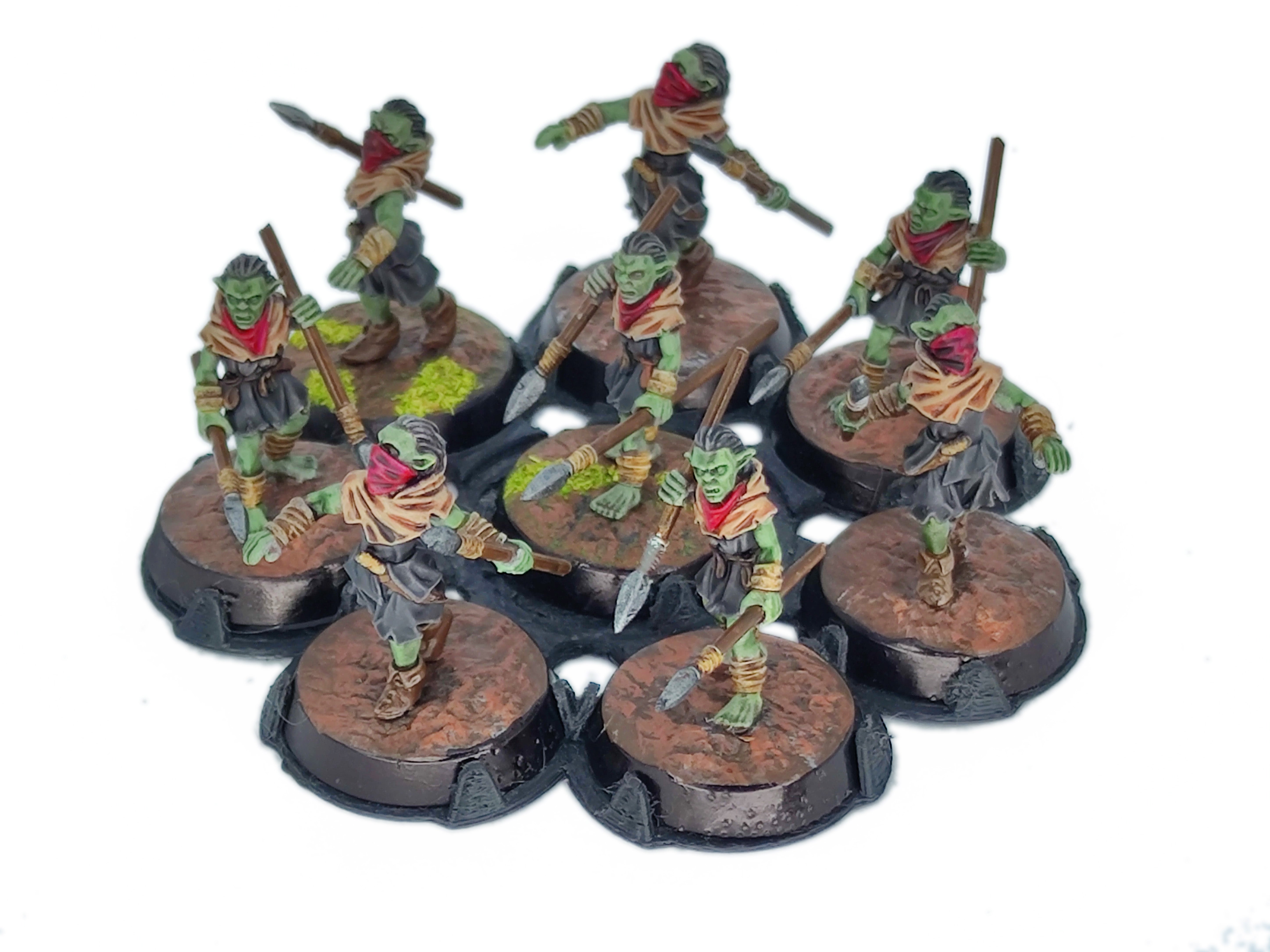 Goblin Cave -  Goblin Marauders with Javelins, Tamed forest Spiders, Middle rings for wargame D&D, Lotr... Medbury miniatures