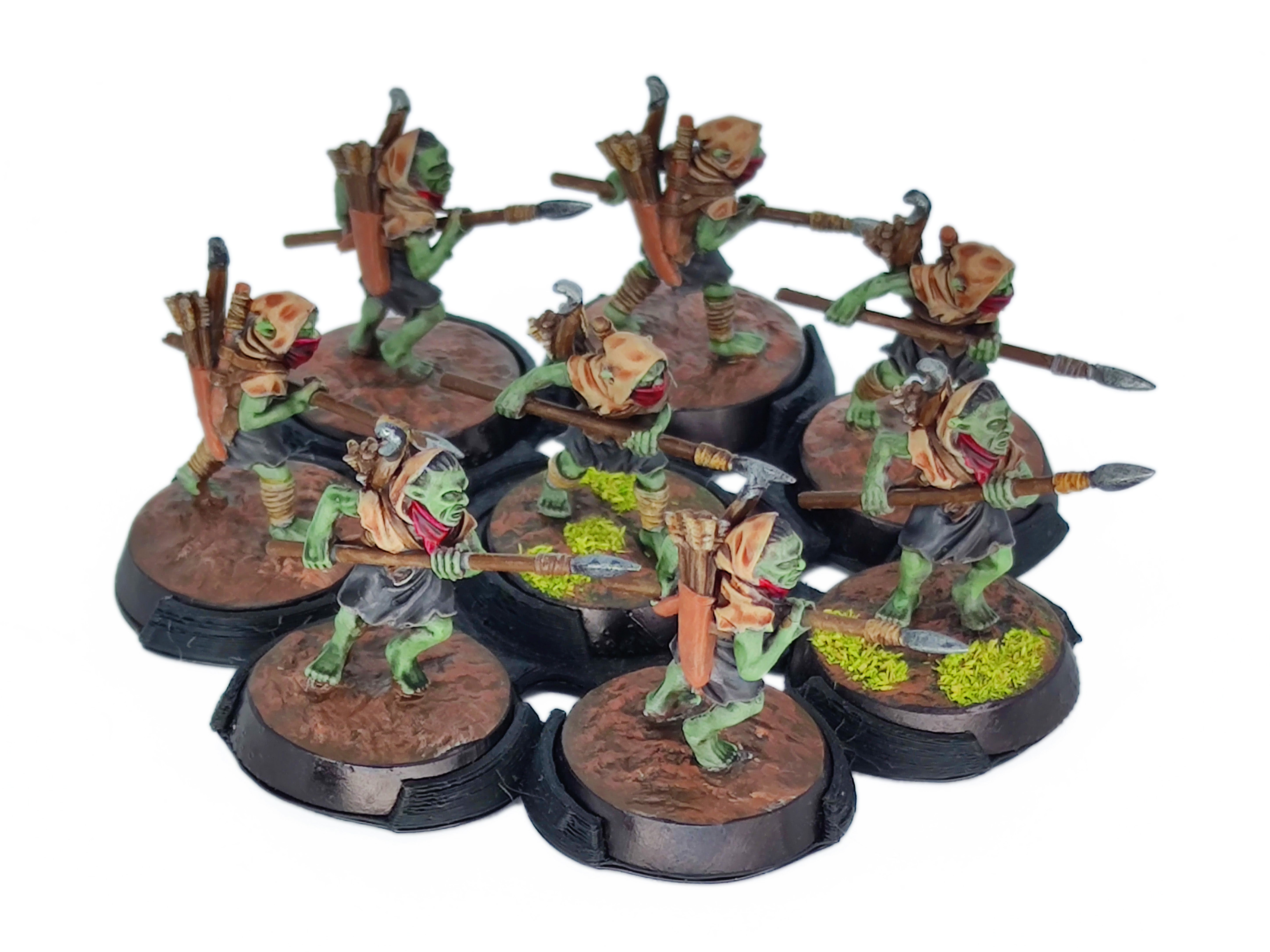 Goblin Cave -  Goblin Marauders with Javelins, Tamed forest Spiders, Middle rings for wargame D&D, Lotr... Medbury miniatures