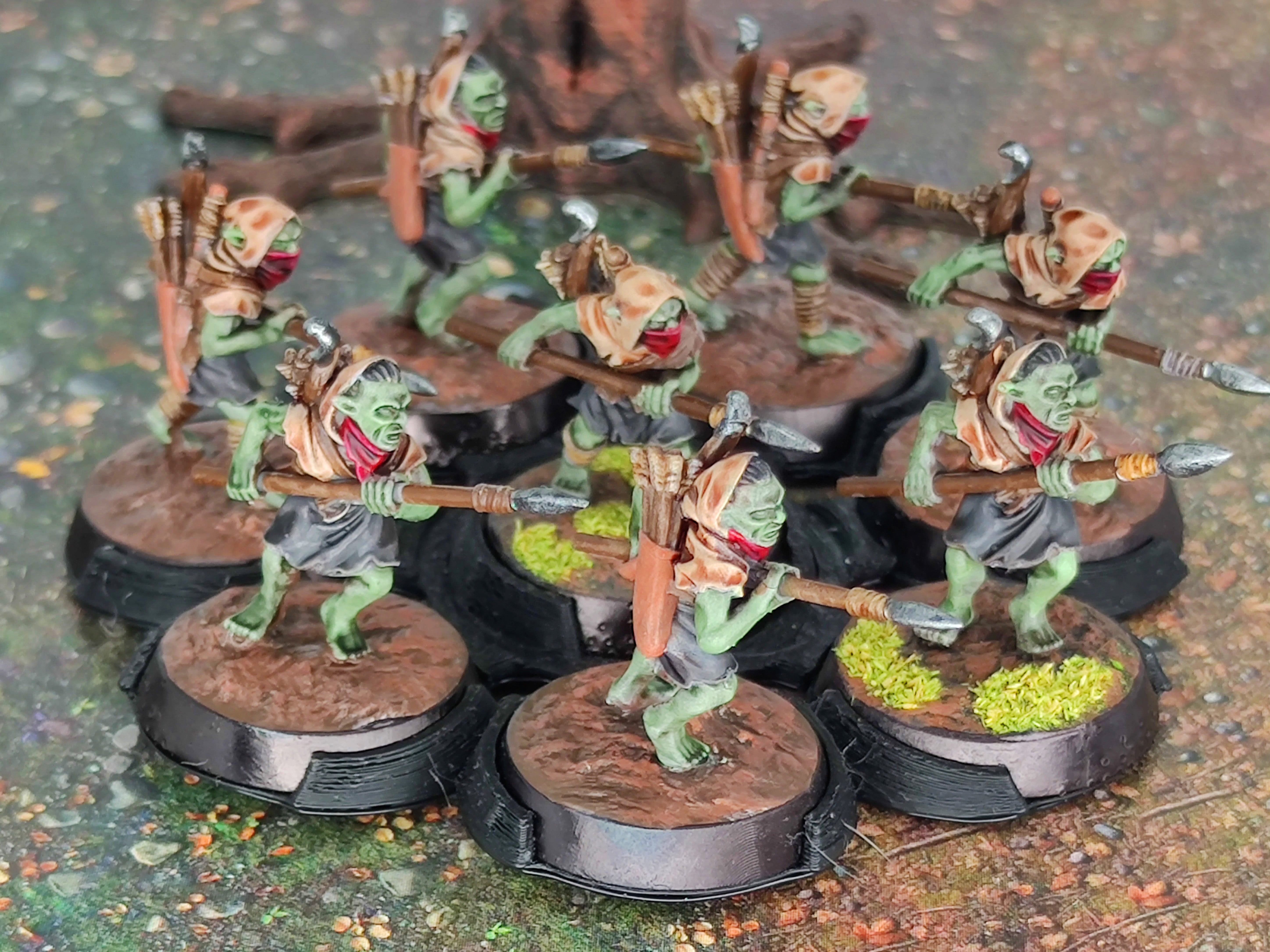 Goblin Cave -  Goblin Marauders with Javelins, Tamed forest Spiders, Middle rings for wargame D&D, Lotr... Medbury miniatures