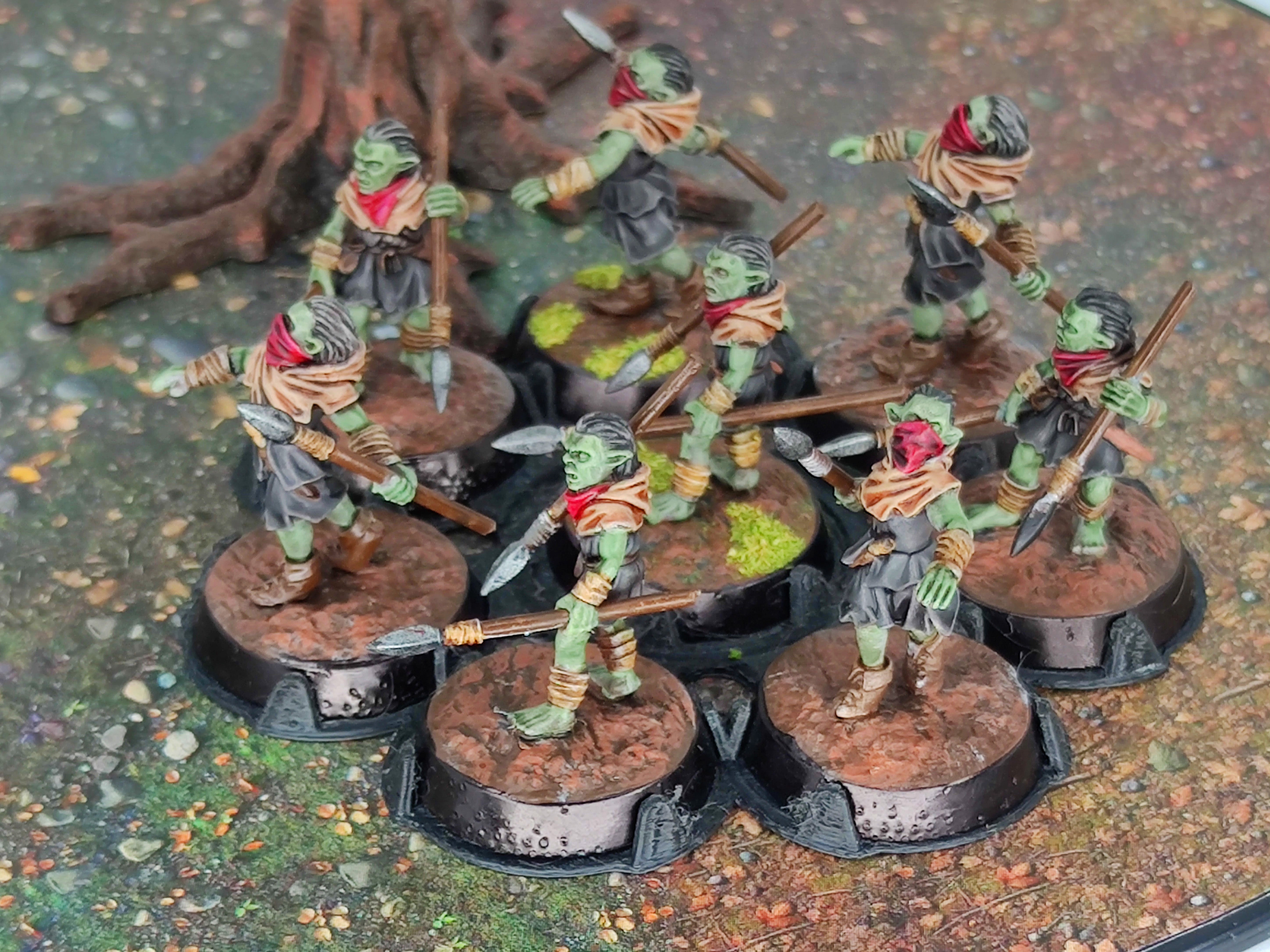Goblin Cave -  Goblin Marauders with Javelins, Tamed forest Spiders, Middle rings for wargame D&D, Lotr... Medbury miniatures