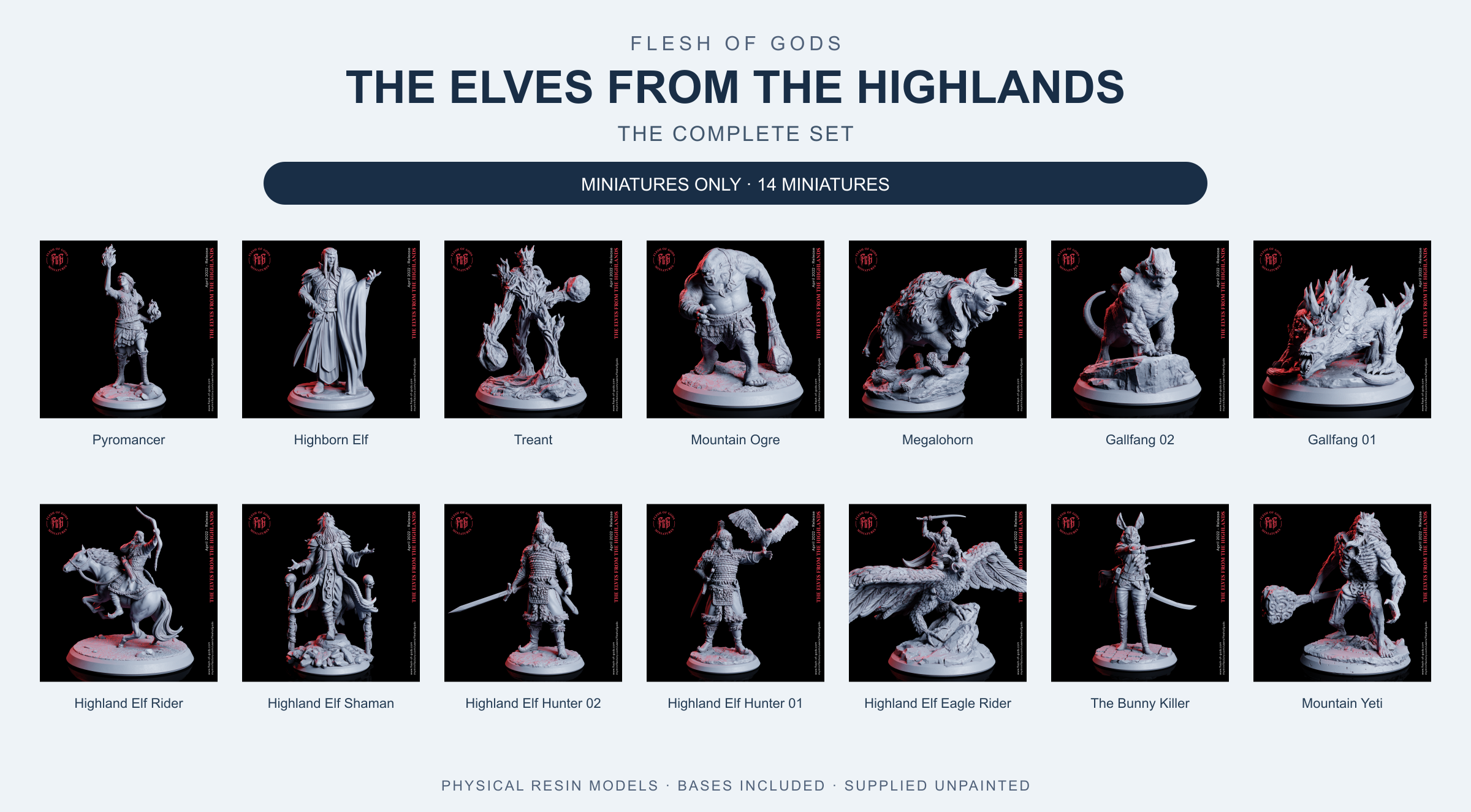 The Elves from the Highlands - The Complete Set - Flesh of Gods — Miniatures Only