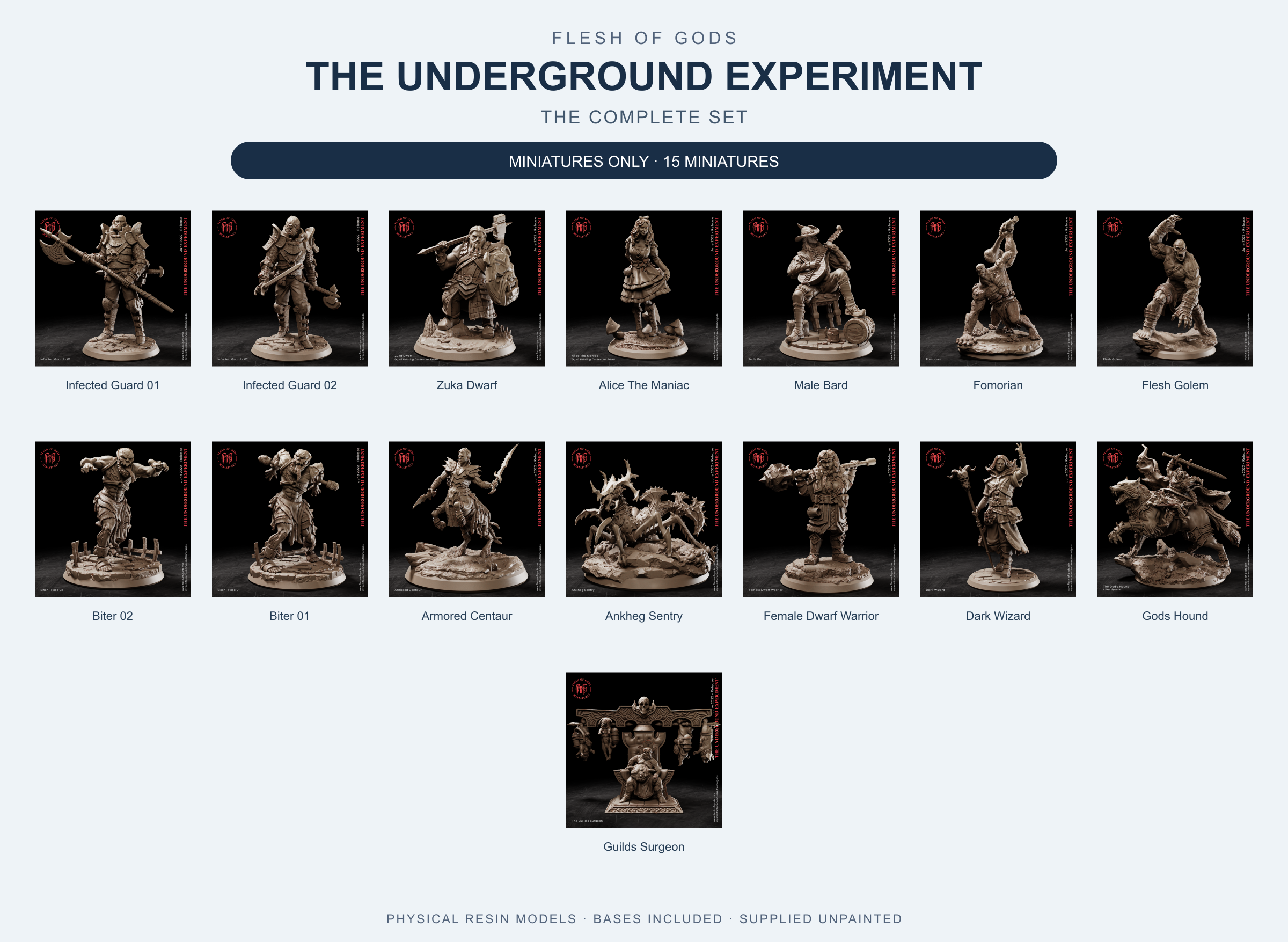 The Underground Experiment - The Complete Set - Flesh of Gods — Miniatures Only