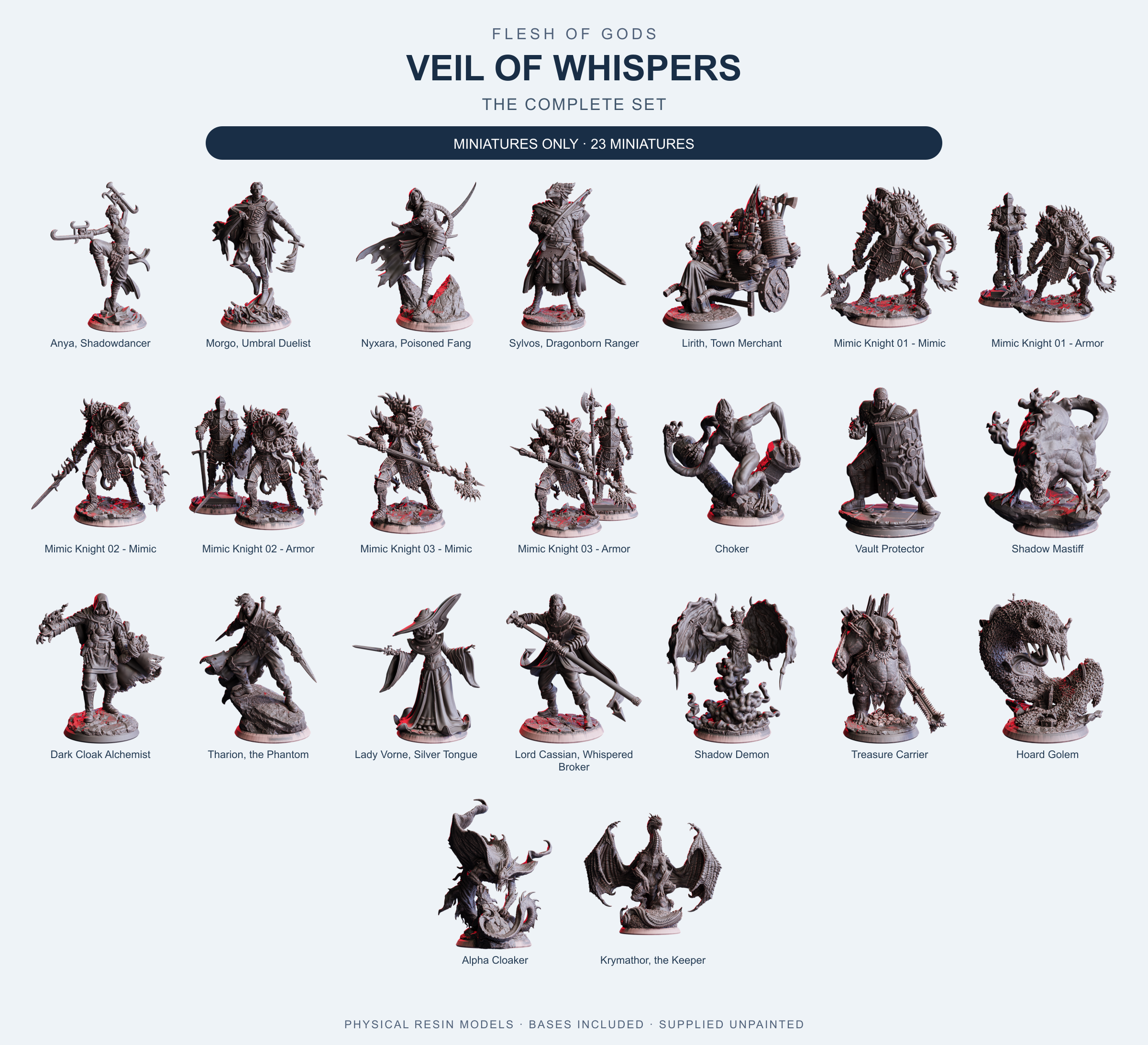 Veil of Whispers - The Complete Set - Flesh of Gods — Miniatures Only