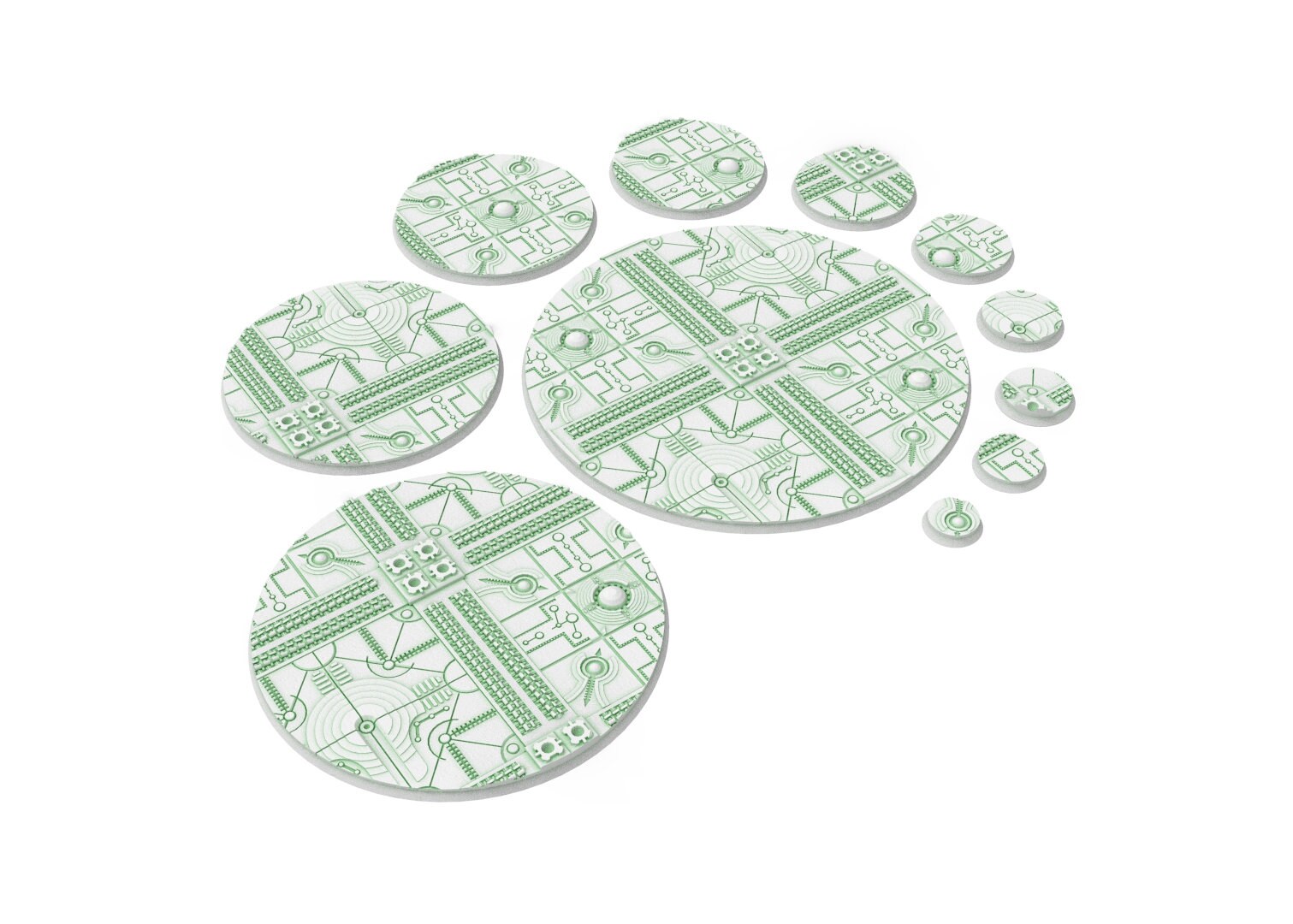 Cinan - Textured Round Bases, lot of 25mm to 160mm CINAN set 1 usable for warmachine, wargame...