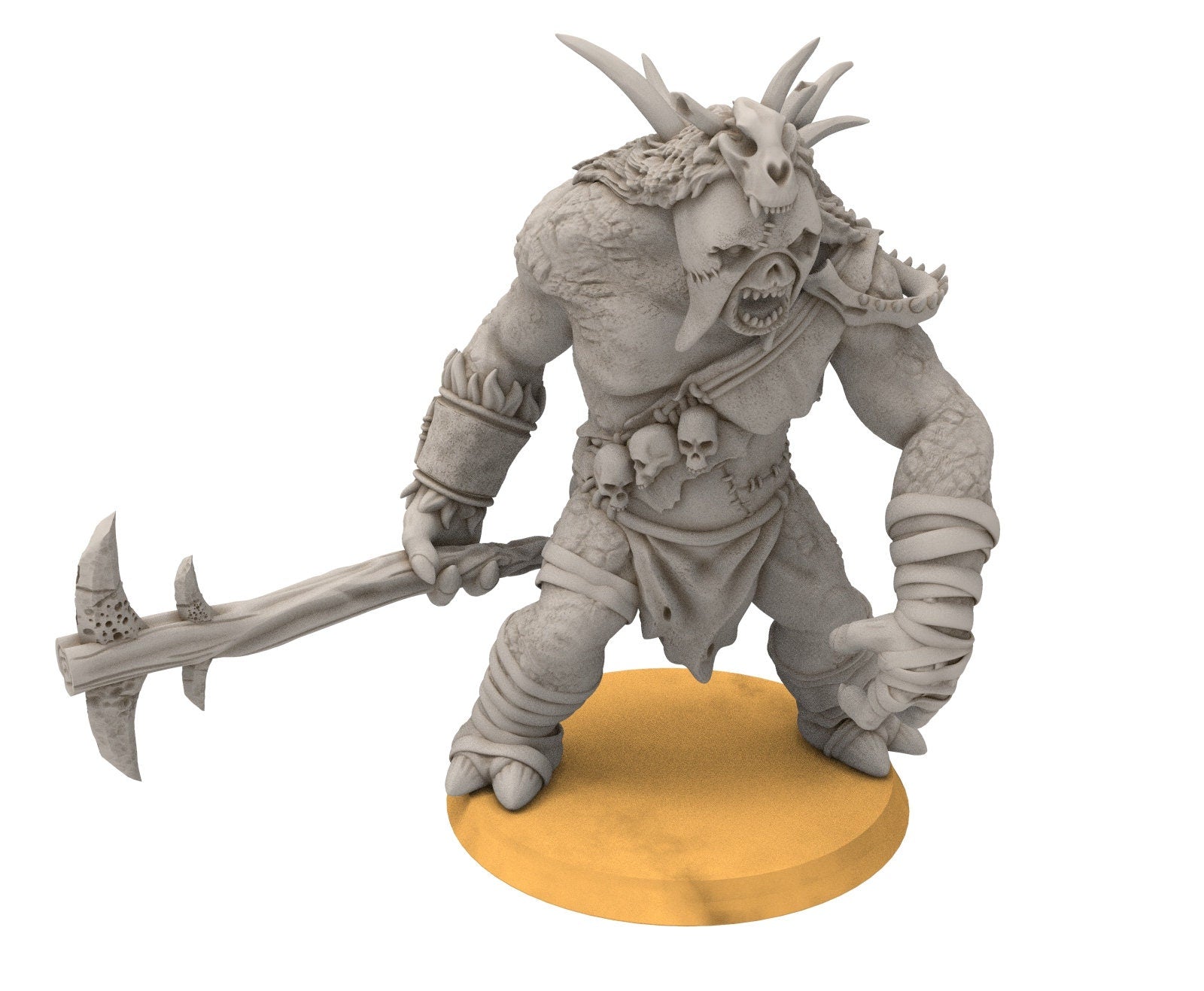 Goblin cave - Savage cave troll warriors with club fighting a Dwarf in a mine, Middle rings miniatures for wargame D&D, Lotr...