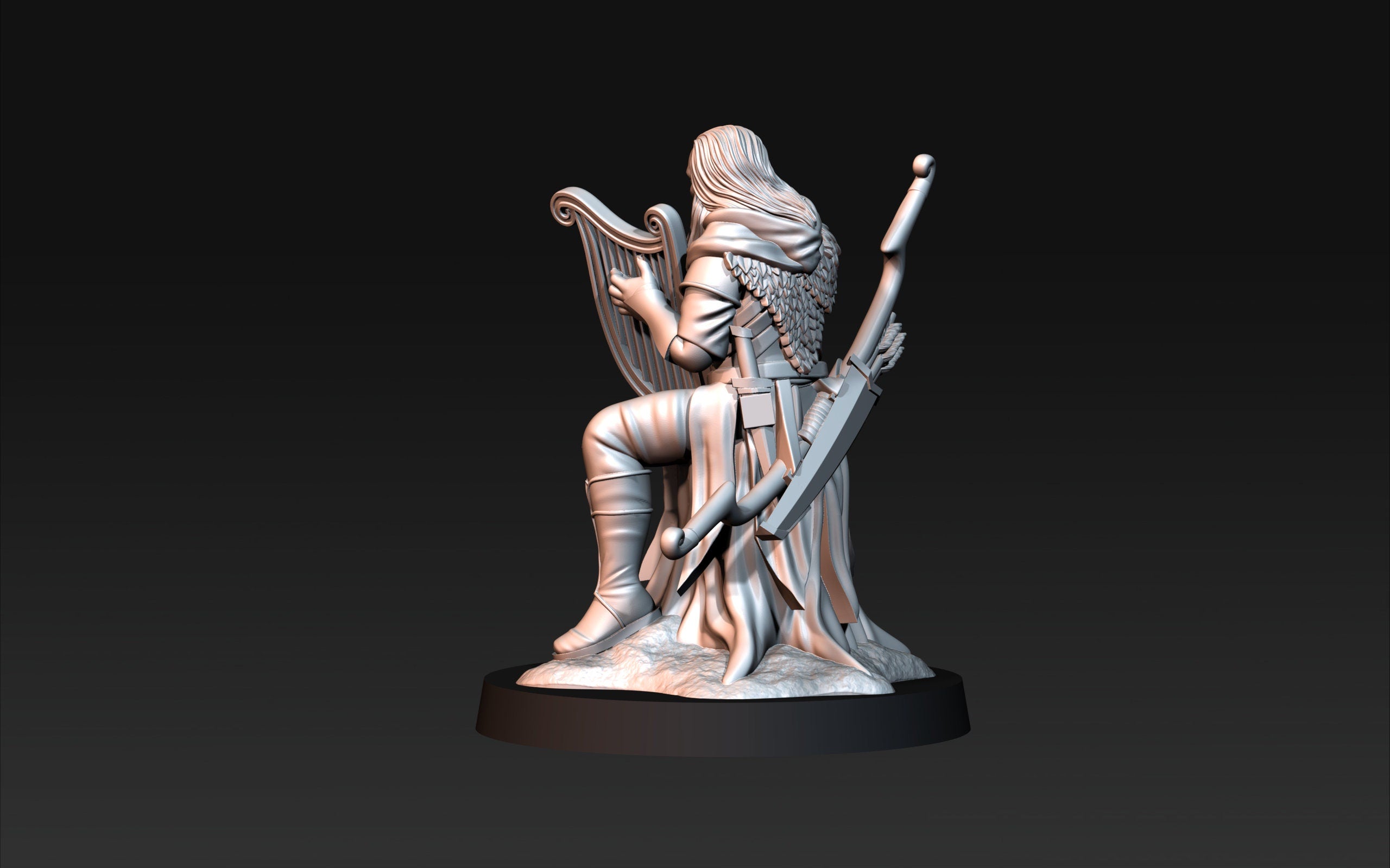 Darkwood - Musician on trunk, Middle rings miniatures pour wargame D&D, SDA...