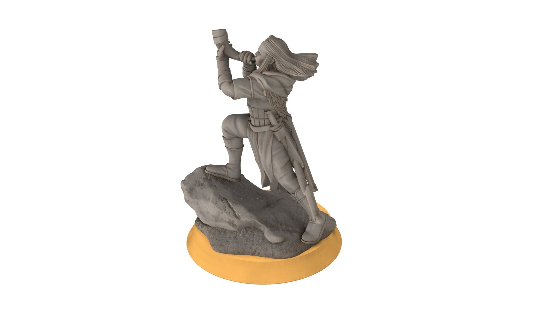 Darkwood - Forest Warrior with Horn, Middle rings miniatures pour wargame D&D, SDA...