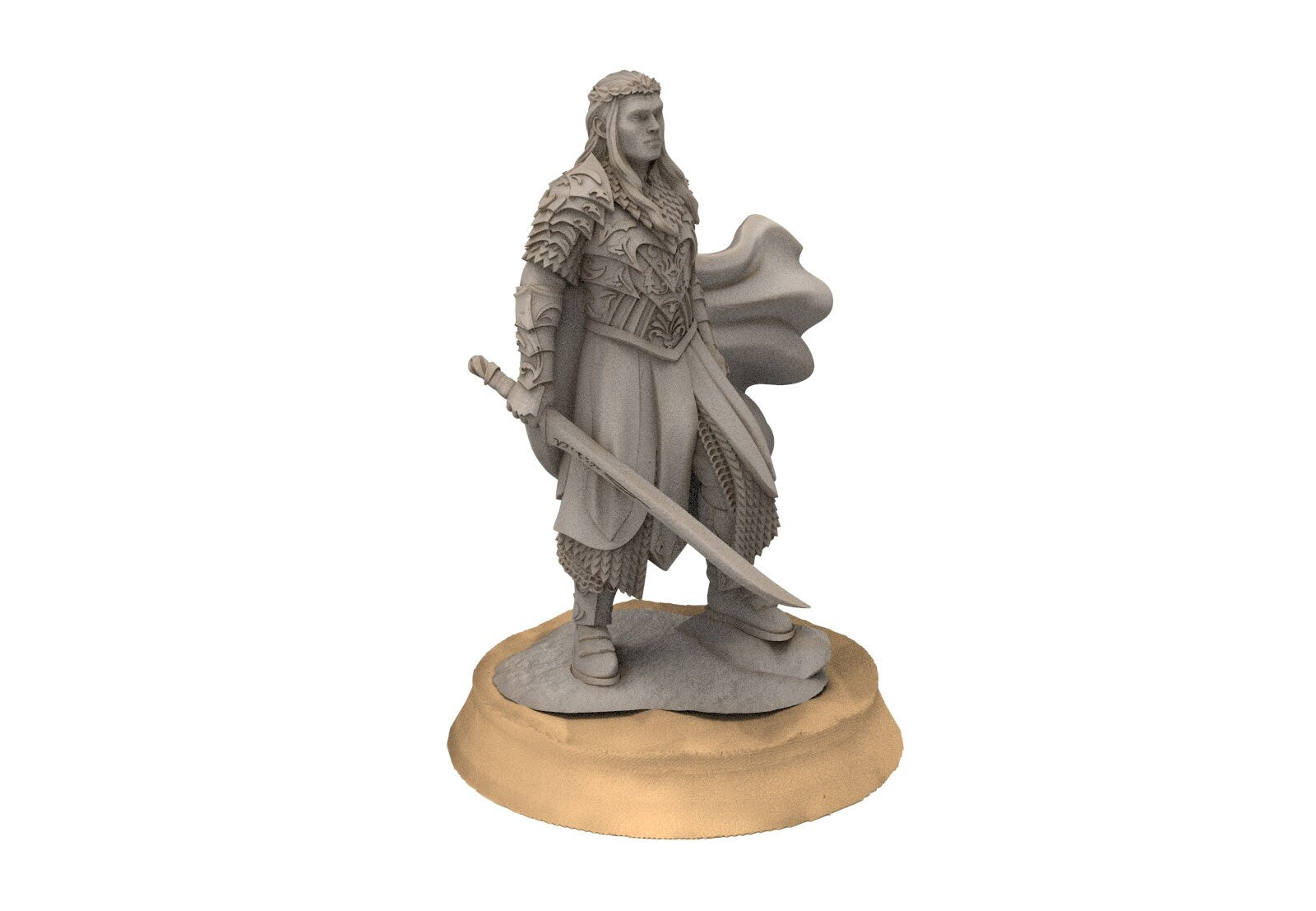 Darkwood - Wooden Elf king on Elk, Middle rings miniatures for wargame D&D, Lotr...