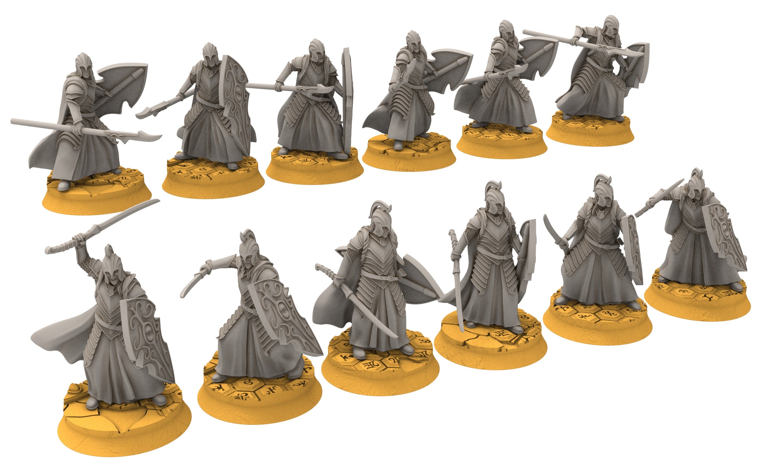 Rivandall - Bloody elves with spear and shield, Last Hight elves from the West, Middle rings Davales miniatures pour wargame D&D, SDA...