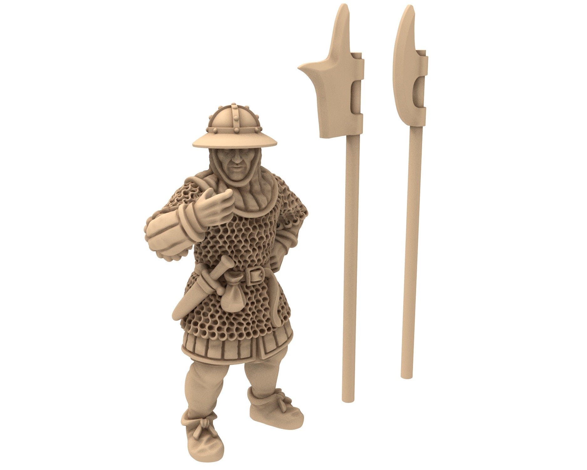 Medieval - Halberdier at march, 13th century Generic men at arms Medieval soldiers, 28mm Historical Wargame, Saga... Medbury miniatures